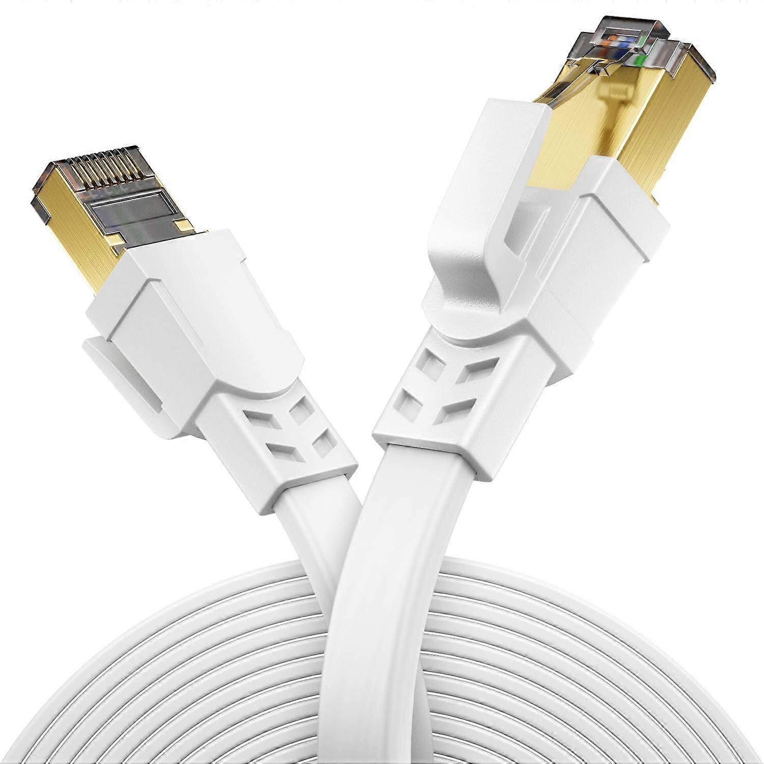 3.0 m CAT8.1 Flat LAN Cable, 40 Gbit, 2000 MHz, RJ45, White 3 m