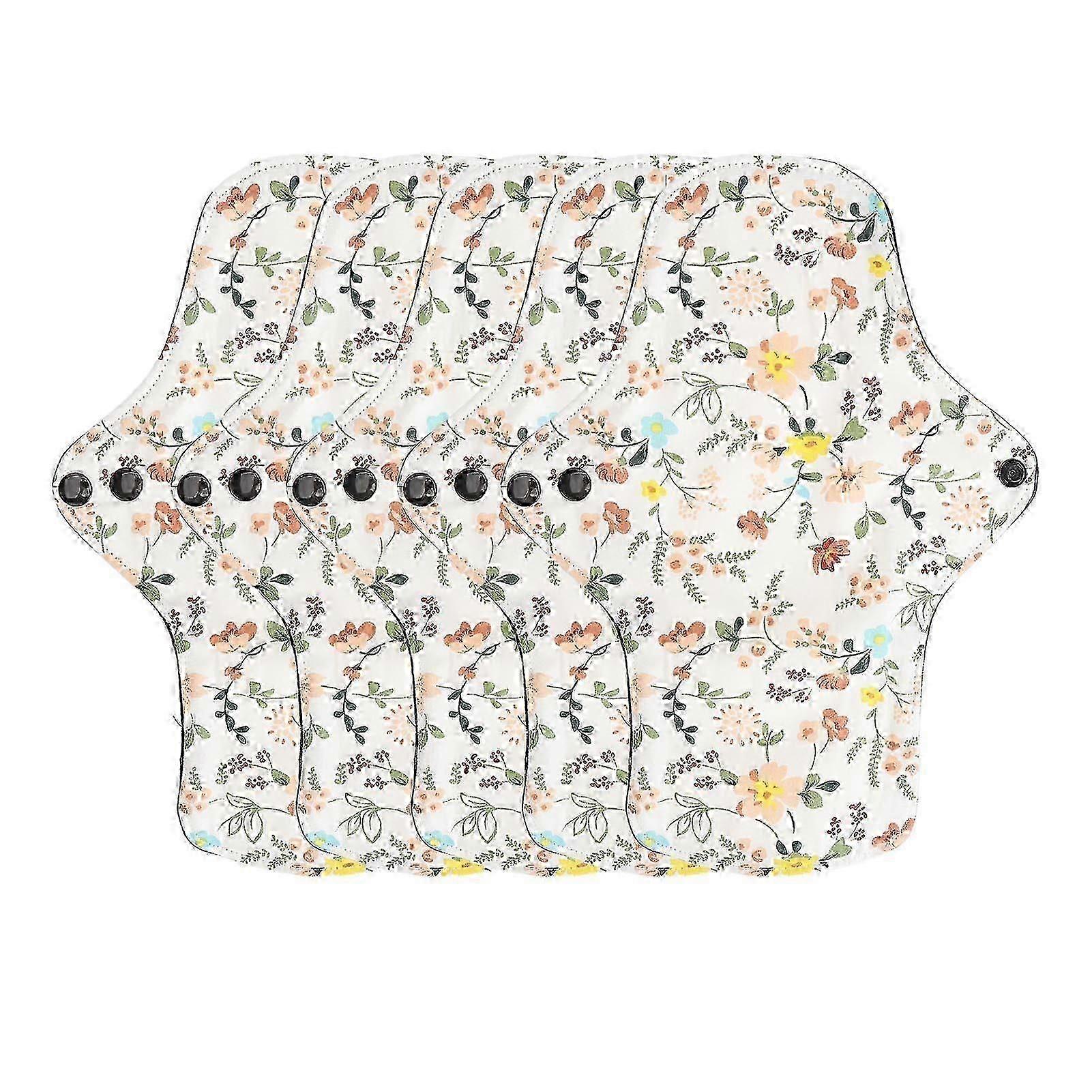 5pcs serviettes menstruelles lavables doublures en coton super absorbantes réutilisables avec motif floral