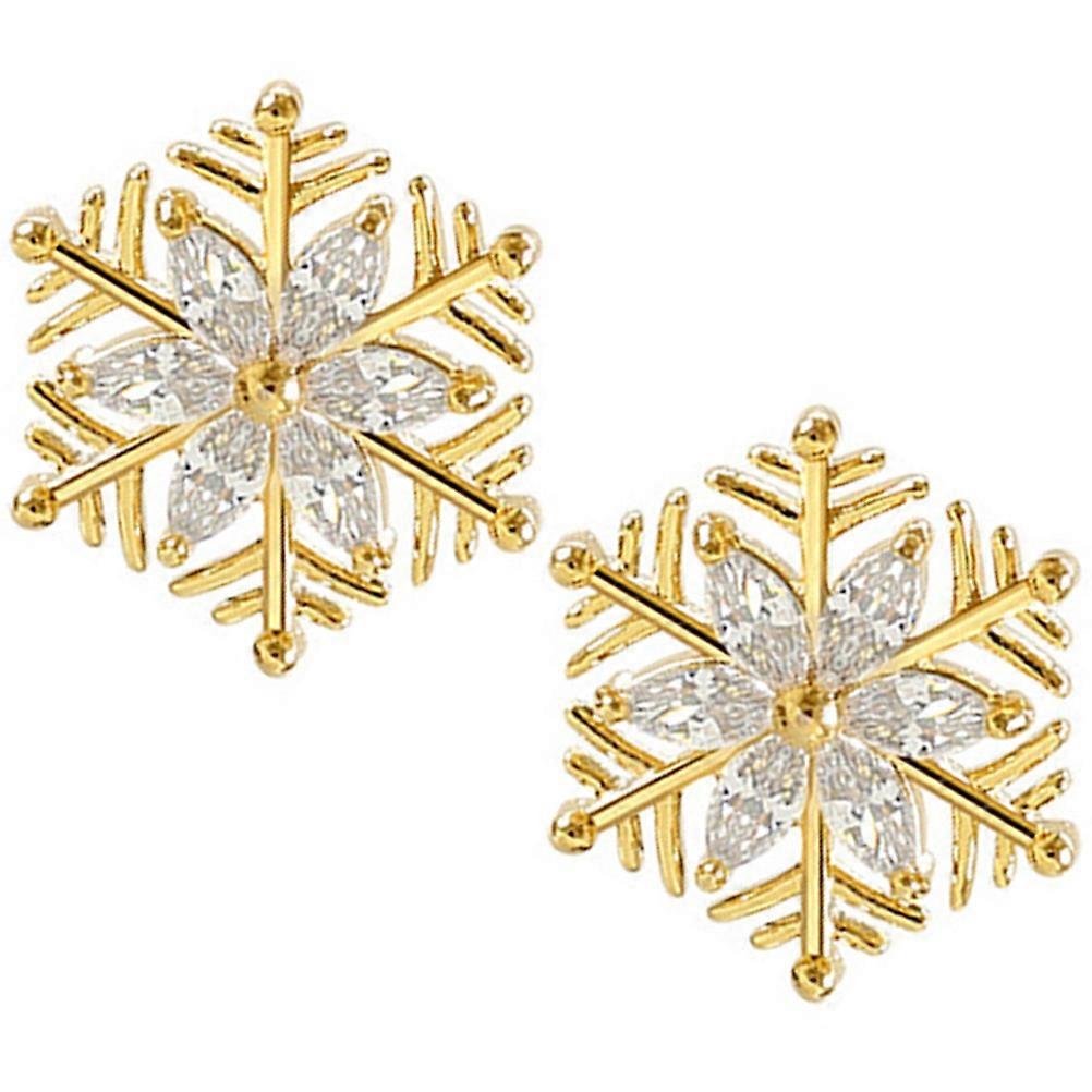 Girls Earrings Snowflake Design Daily Decor Party Banquet Accessory 1.7x1.7cm Gold Plating 1 Pair