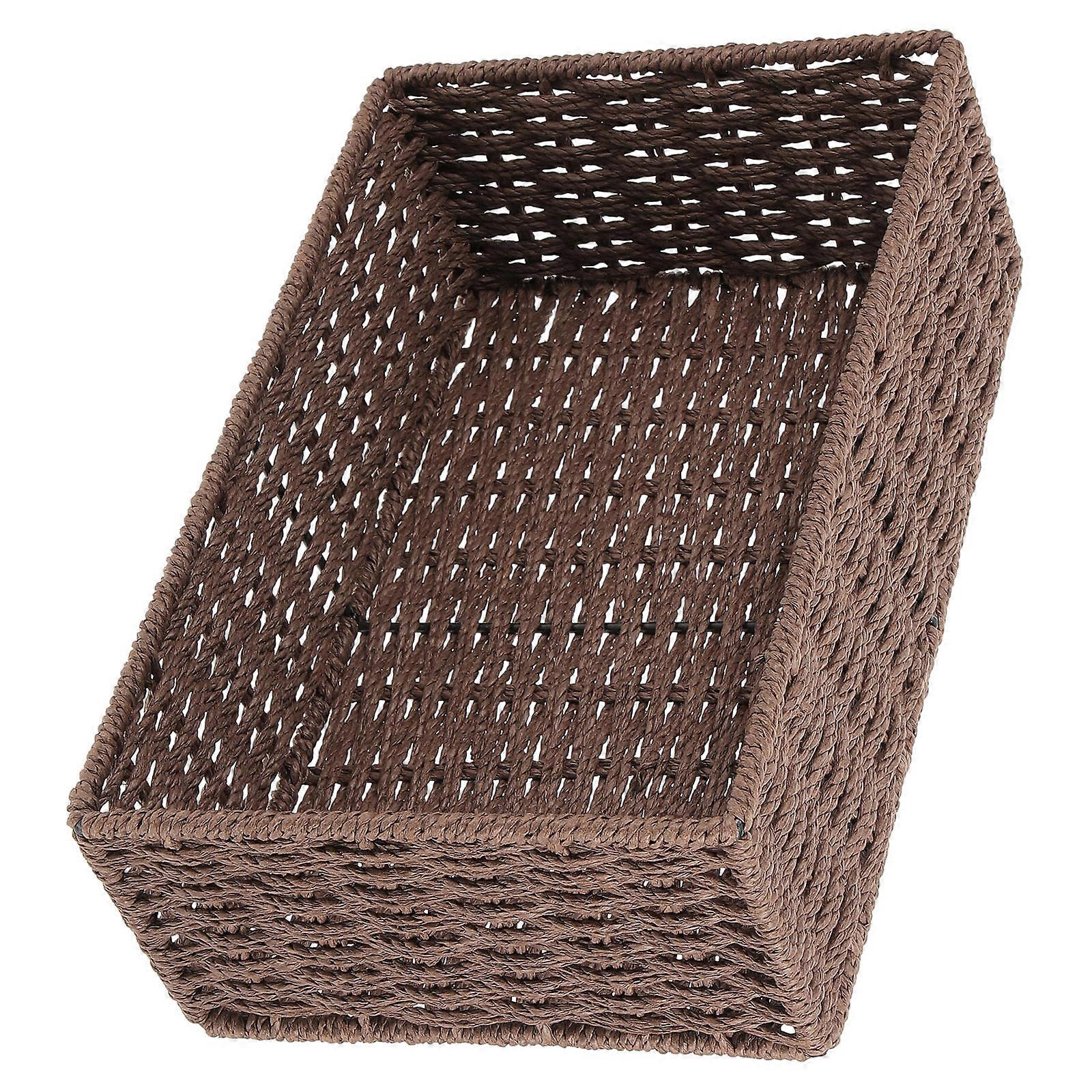 Cesta de armazenamento de corda de papel tecida à mão 1 conjunto de mesa Recipiente cosmético para cômoda