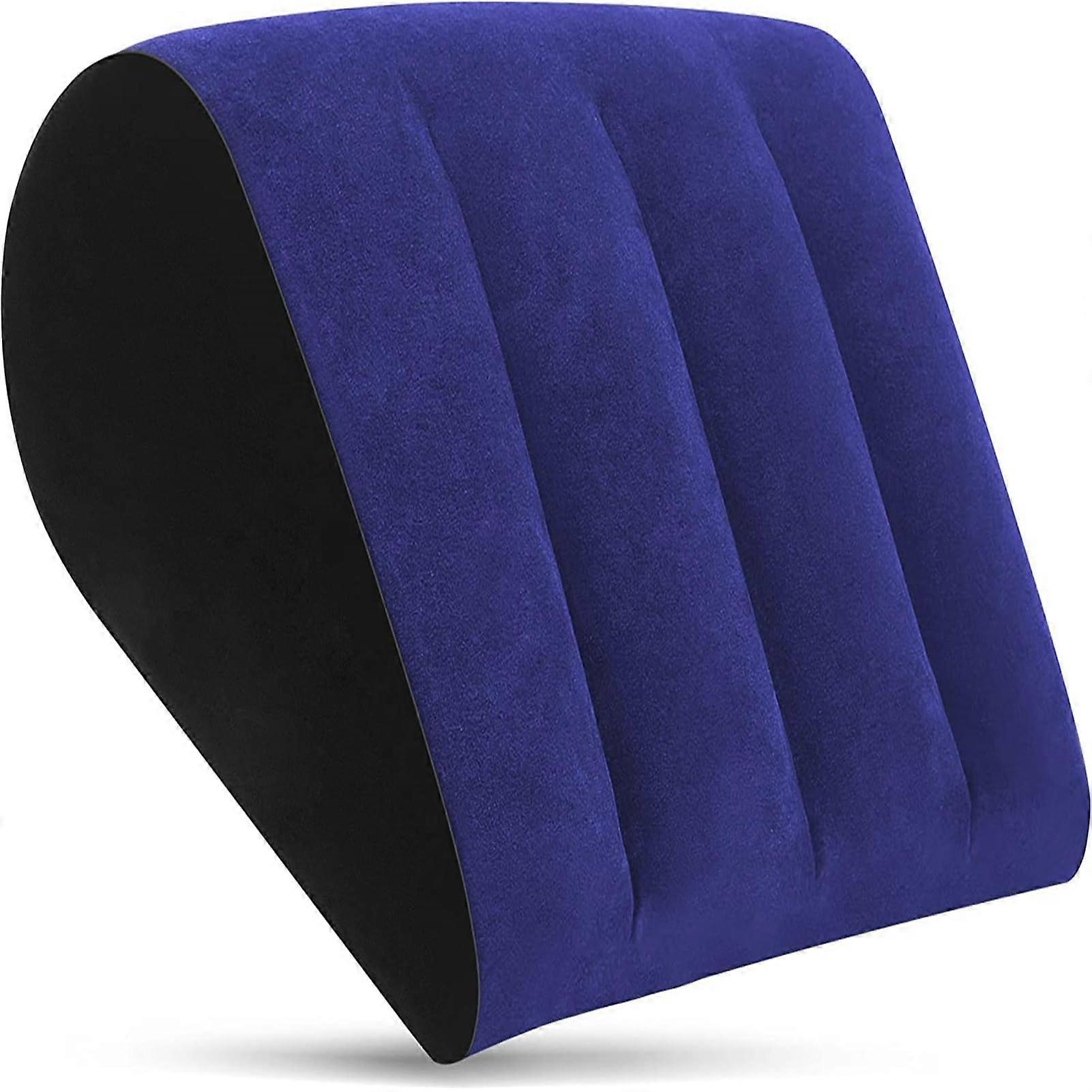 Portable Wedge Cushion - Inflatable Lightweight Bed Wedge Pillow, Lumbar Support, Leg Raiser for Travel, Camping, and Reading (Blue)