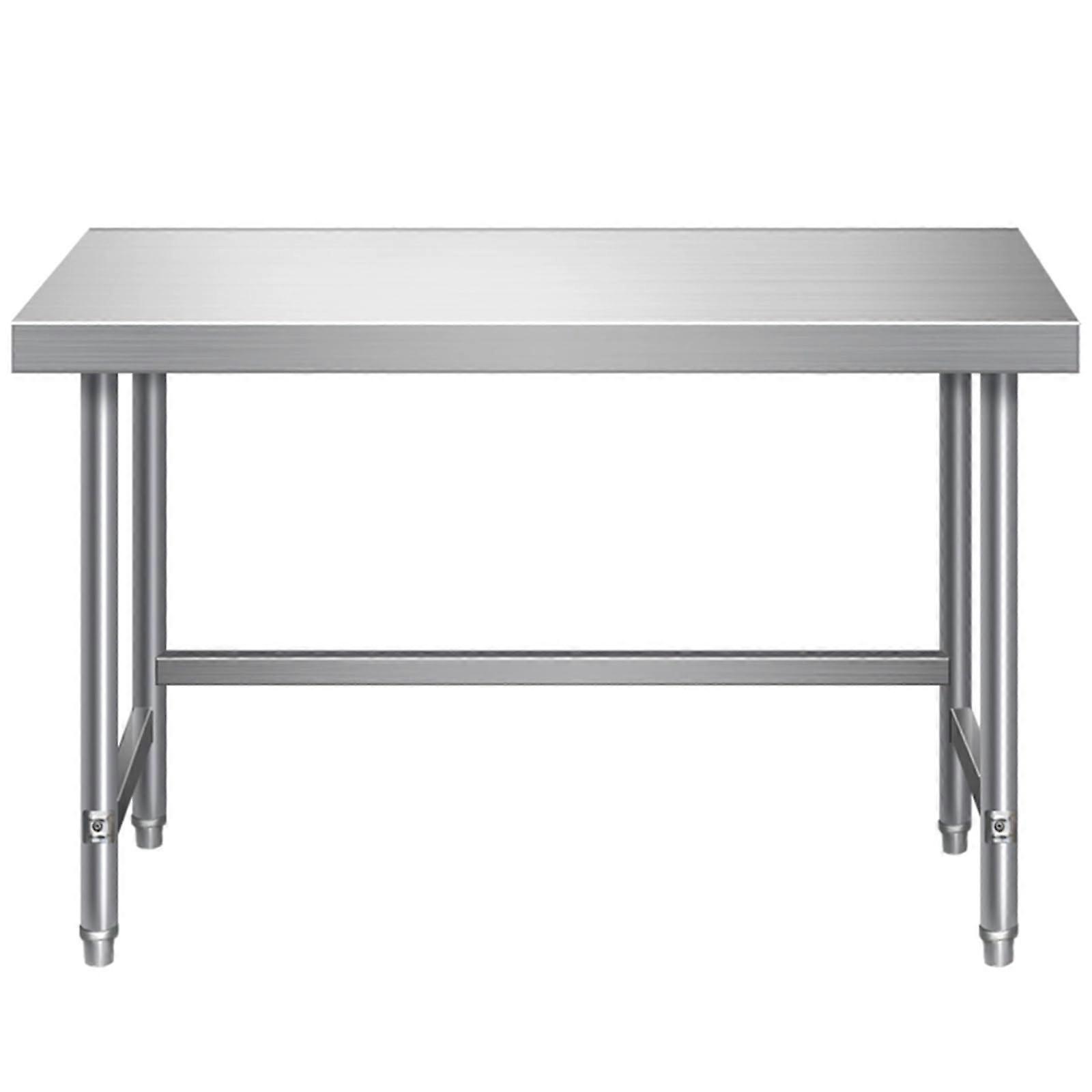 Stainless steel work table for kitchen, multifunctional commercial preparation table, sturdy metal construction. 70*60*80cm.