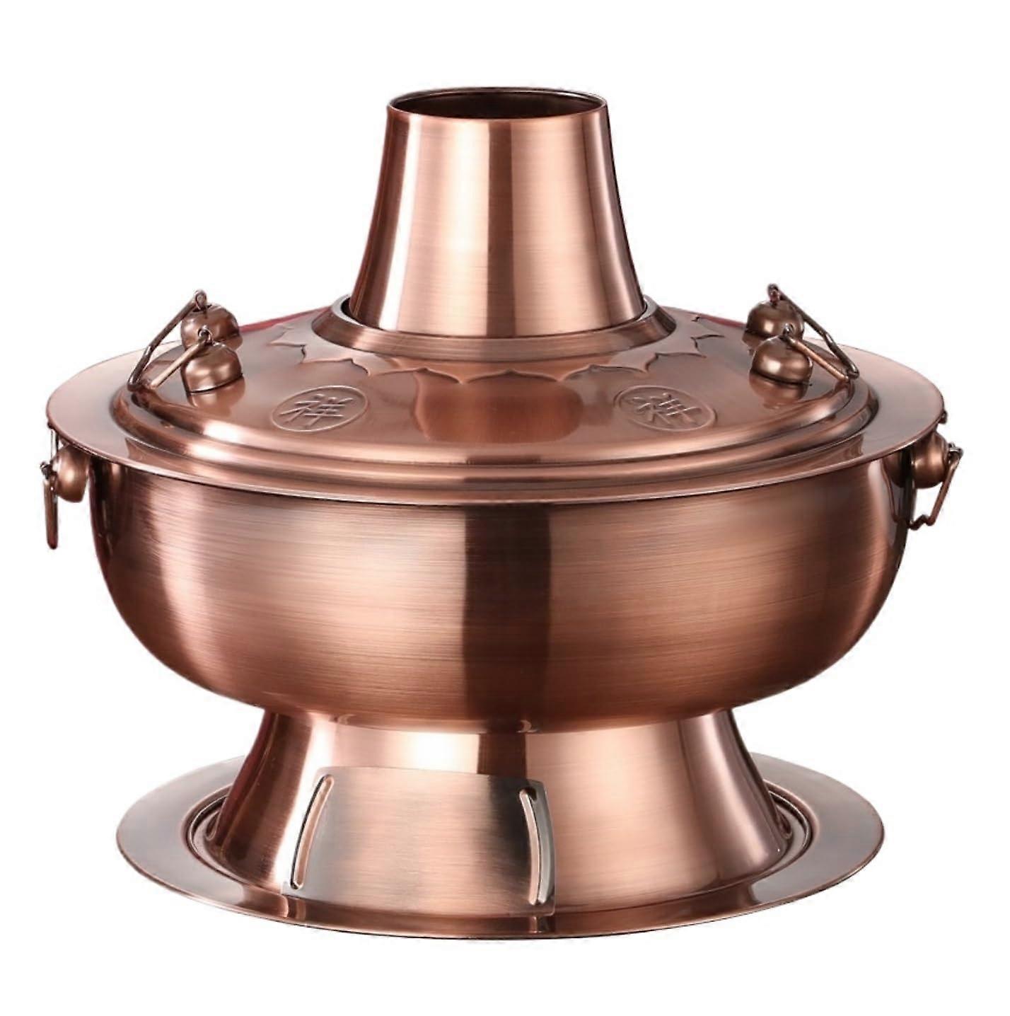 Chinese Hot Pot Traditional Vintage Charcoal Pot 34Cm Stainless Steel Cooker Cookware for Authentic Dining Experience