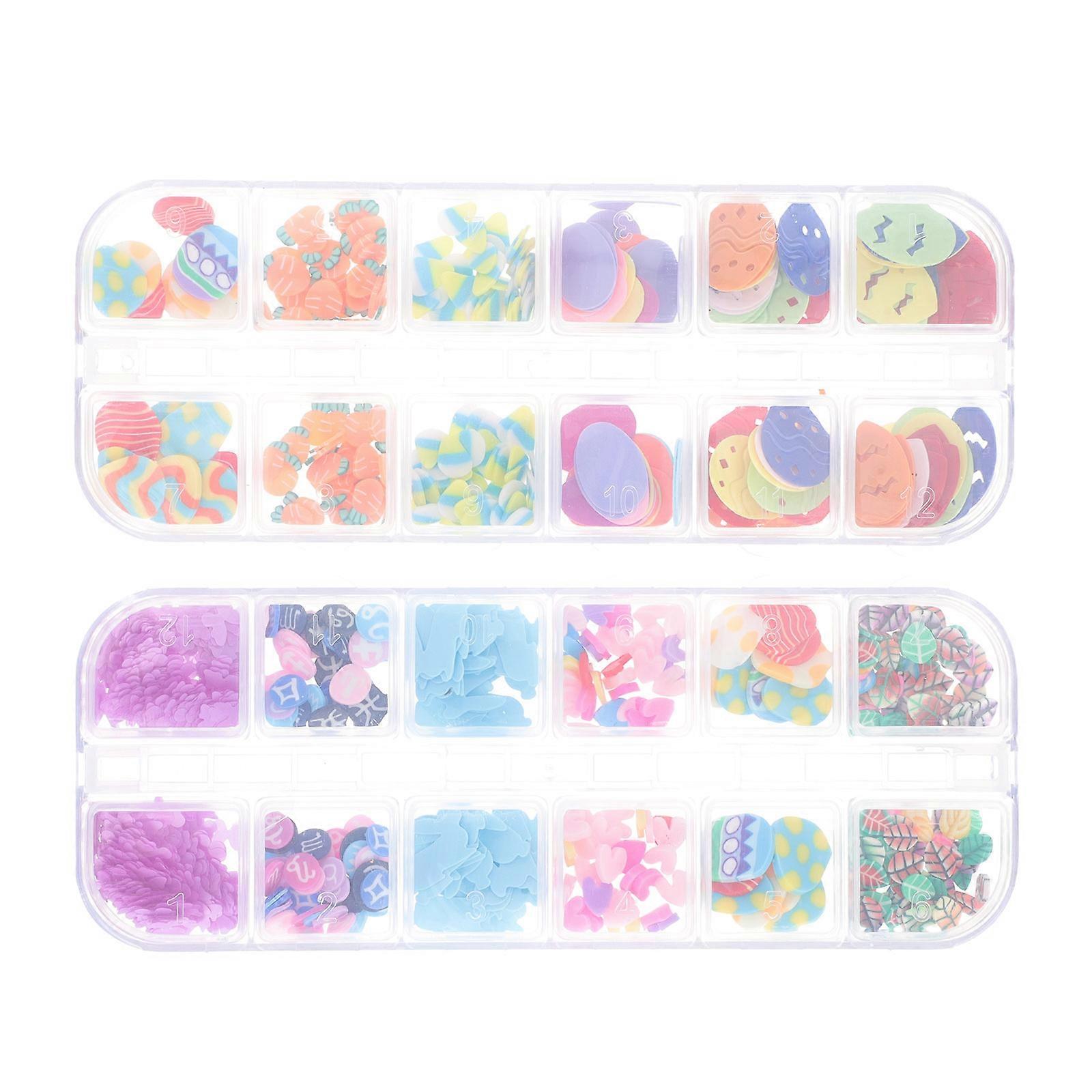 2 Boxes Polymer Clay Nail Decorations for Manicure Easter Festival and Party