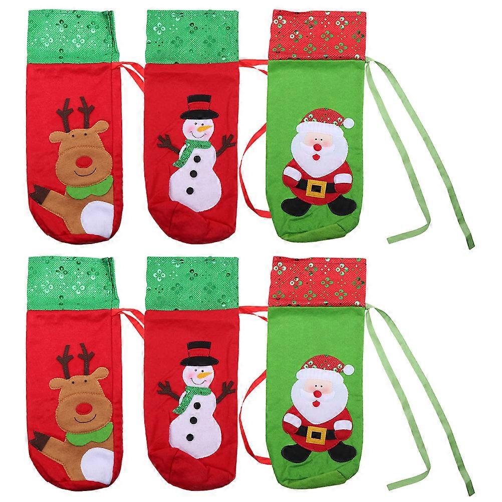 Decorative Bottle Carrier Bags 6Pcs Suitable For Wine Containers Ideal For Christmas Parties Festive Style Winter Celebrations