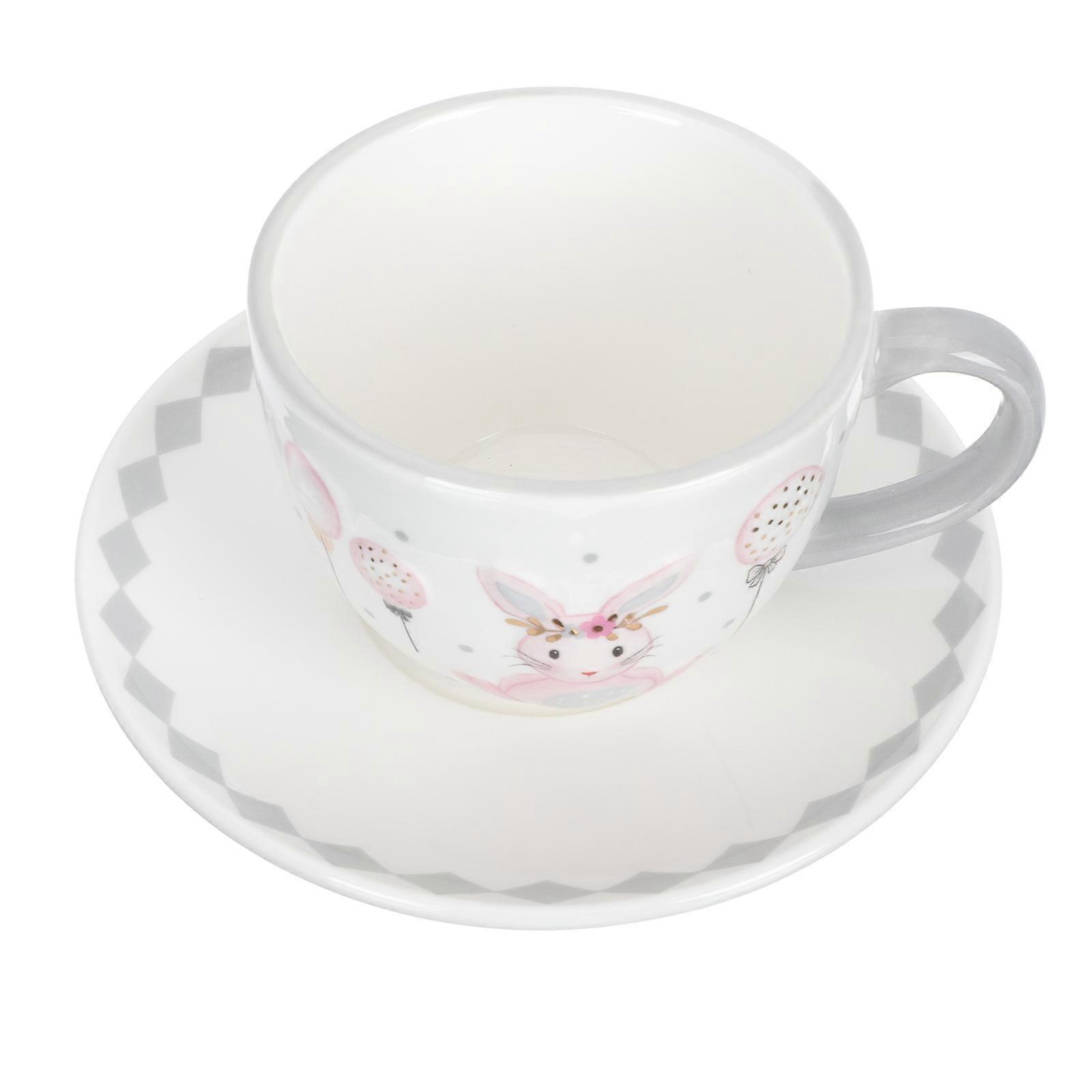 Ceramic Tea Mug With Tray For Coffee Shop Use 4.7X3.5X2.6in Assorted Color Beverage Container 1 Set