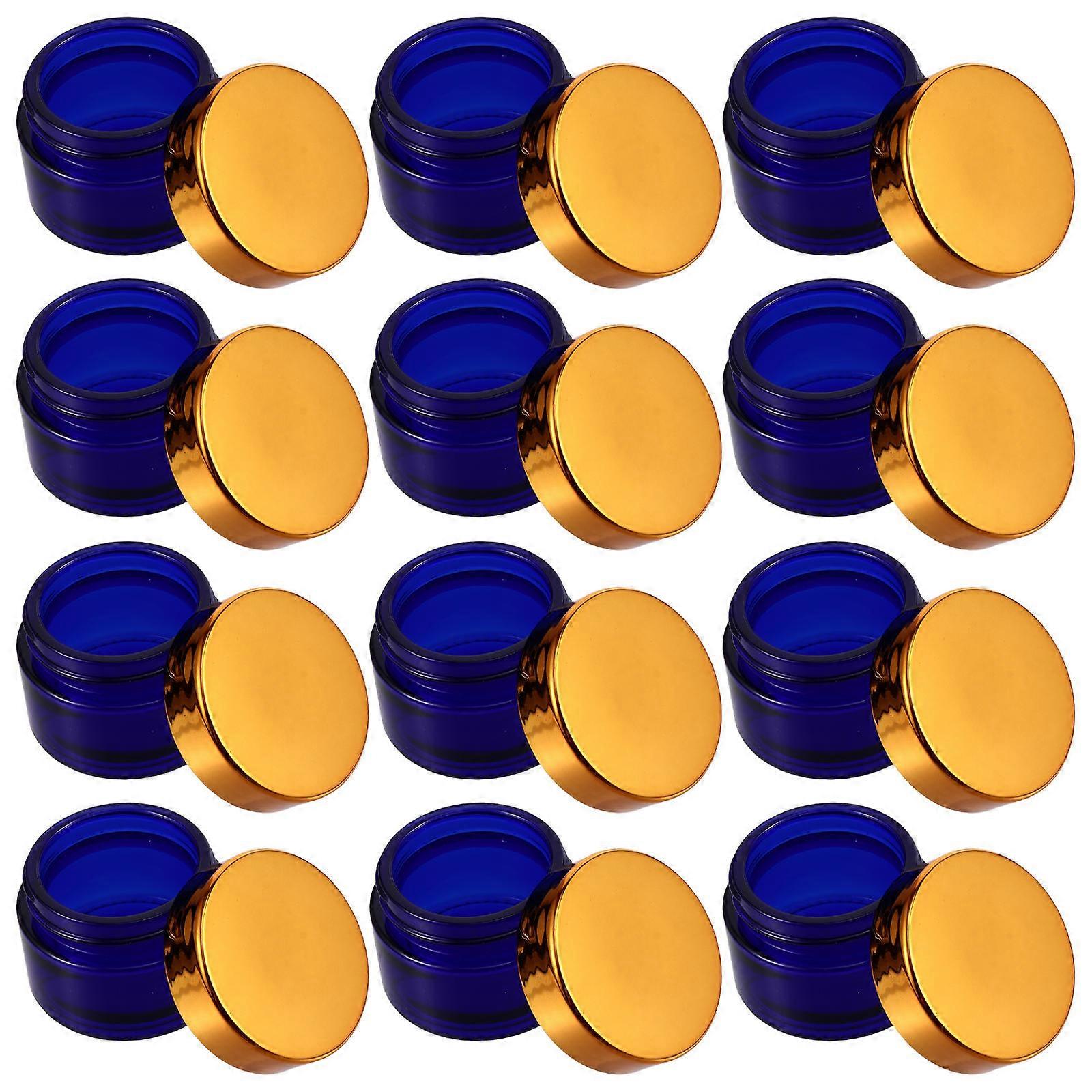 Refillable 12Pcs Small Glass Jars Designed For Cosmetic Users Featuring Flat Lids And