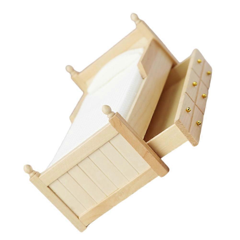 Mini Scale Single Bed Accessory with Smooth Surface for Doll House and Micro Landscaping Scenes Decoration