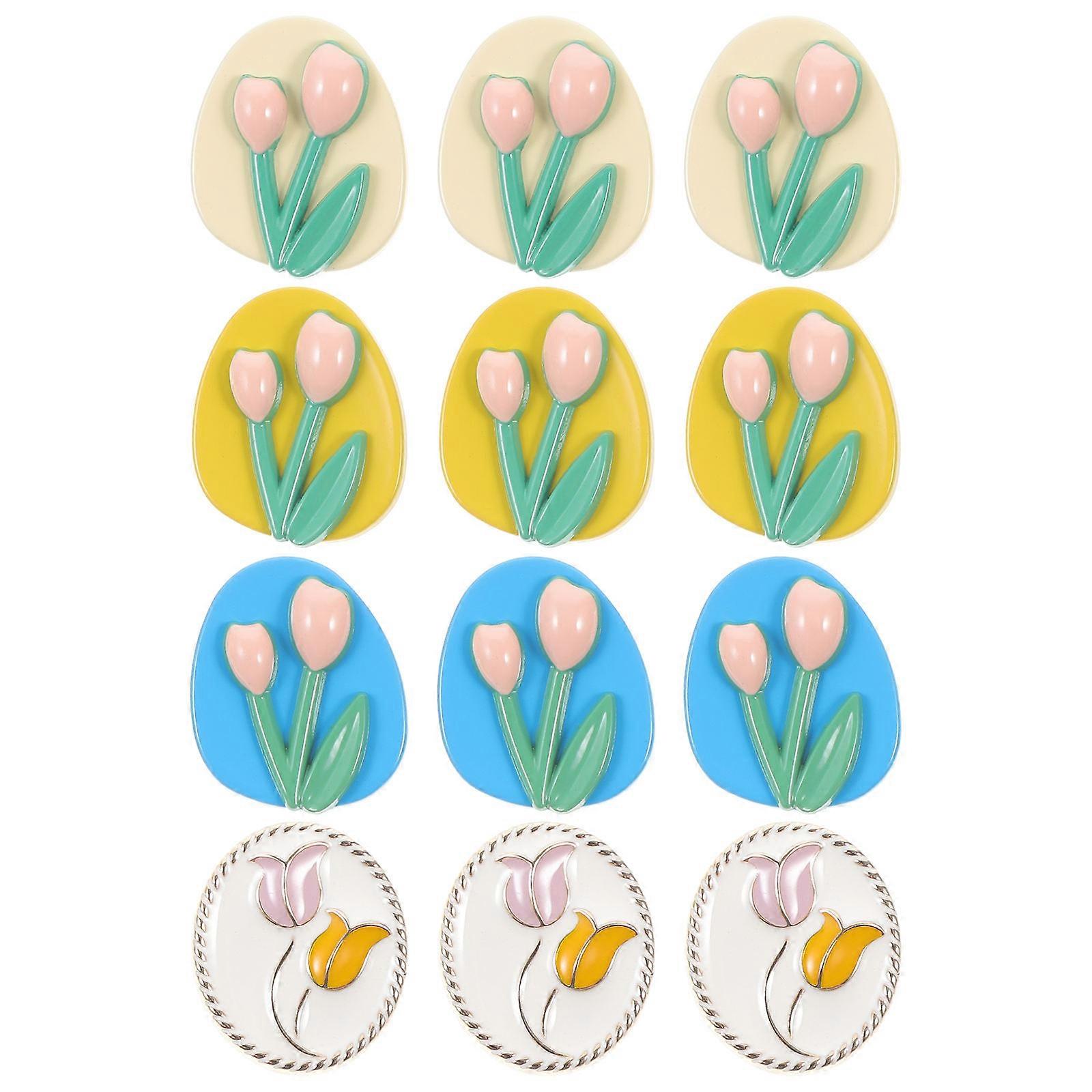 Alien Tulip Shape Decorative Buttons for DIY Crafts Clothes Sewing Zinc Alloy Assorted Color 12