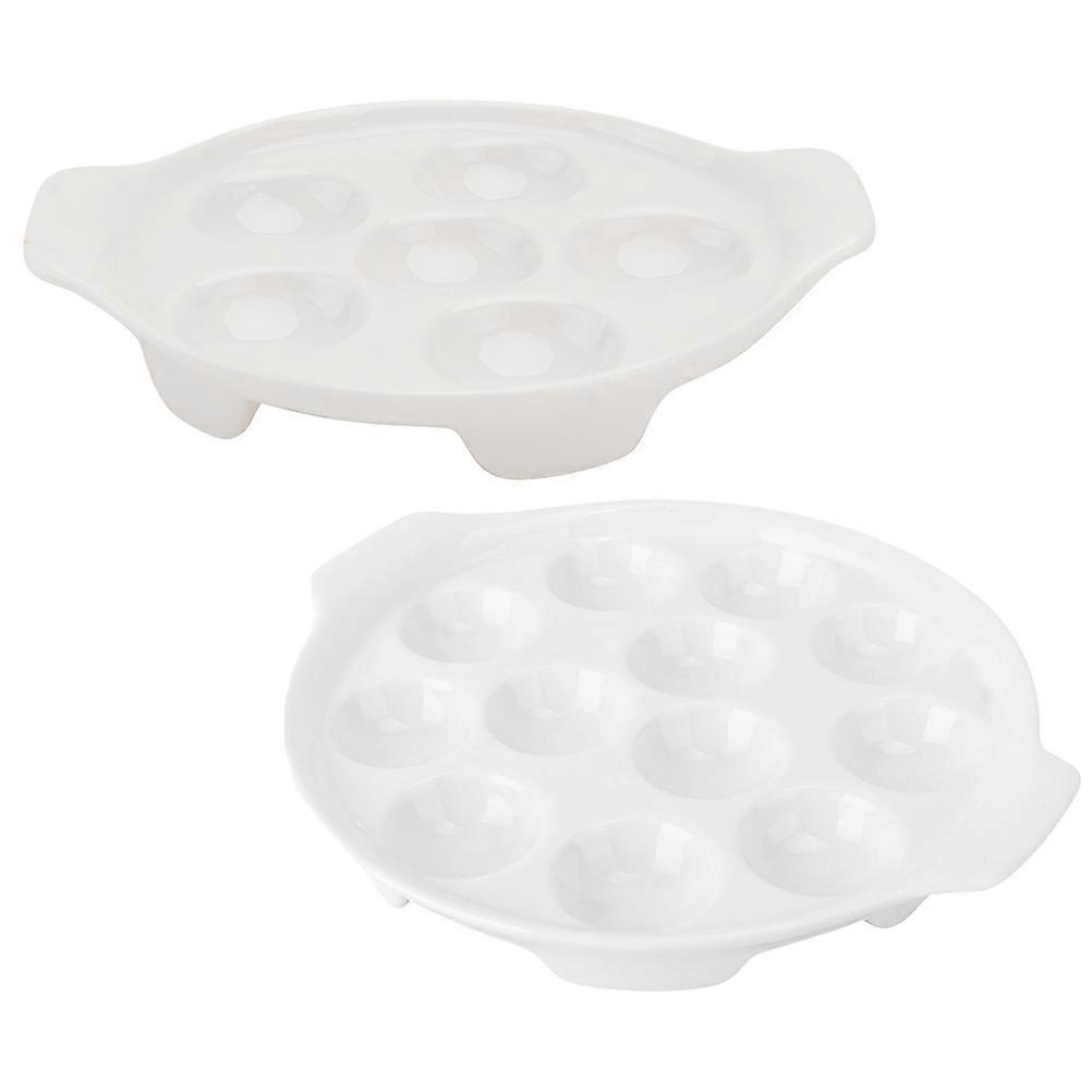 White Baking Dishes 2Pcs Set Simple Designed Porcelain Baking Plates For Baking Snails In Your Kitchen And Dishwasher Safe