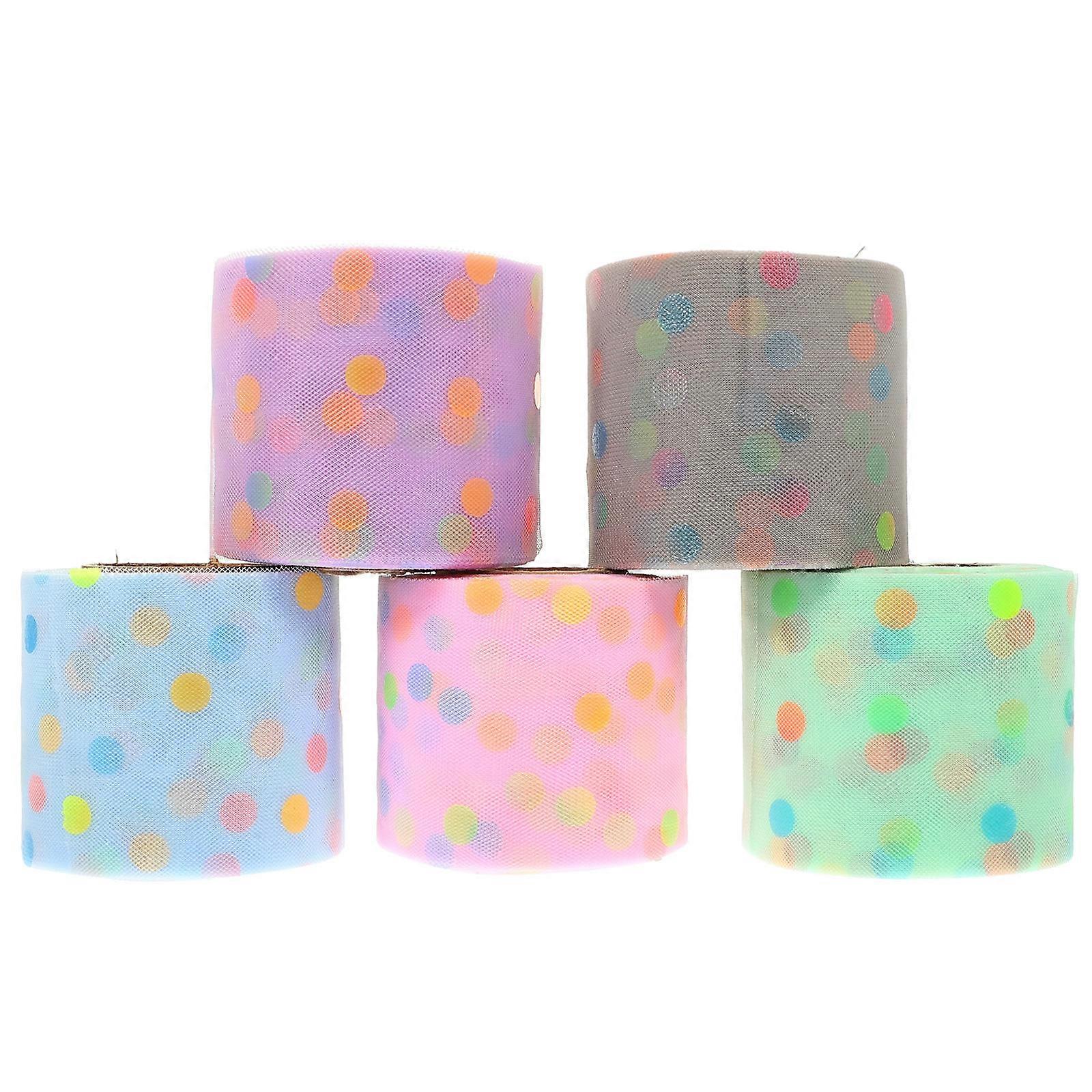 Colorful DIY Ribbons For Gift Box Wrapping And Craft Use 6cm x 2280cm Sheer Ribbon 5 Rolls Per Set