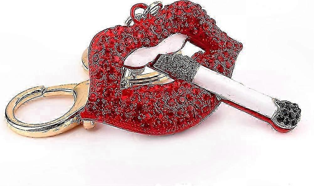 ラインストーンリップペンダントキーチェーンファッショナブルスモーキングアクセサリーキーリングバッグ用装飾チャーム