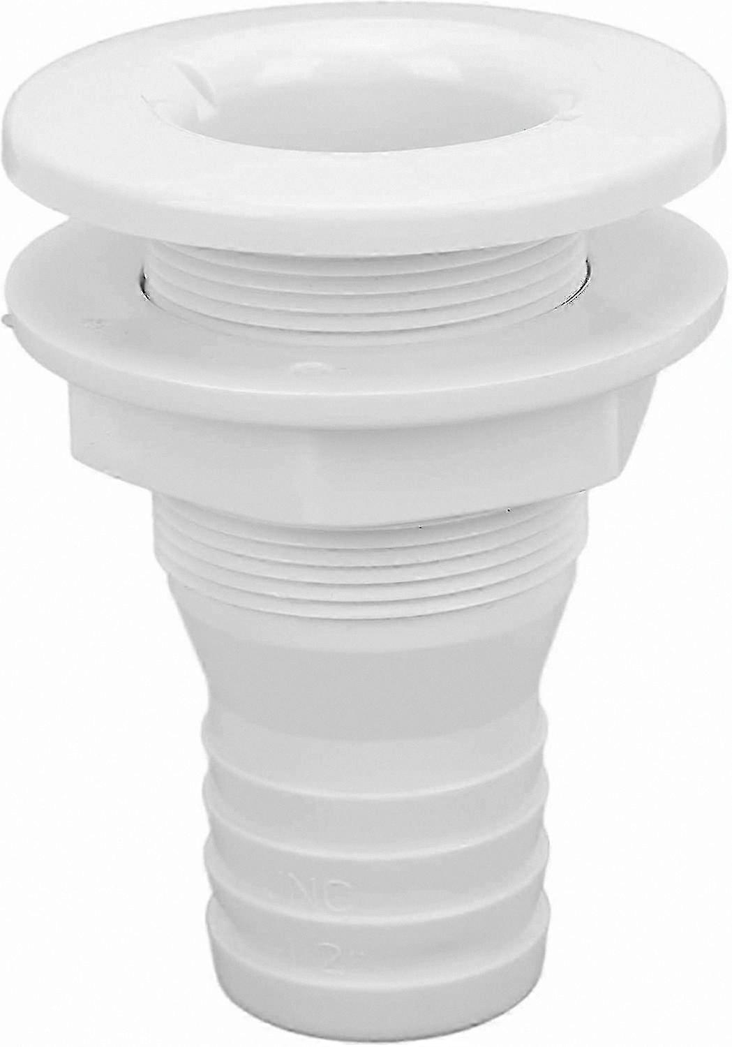 White Plastic Boat Drain Connector for Thru-Hull Applications (1pc)