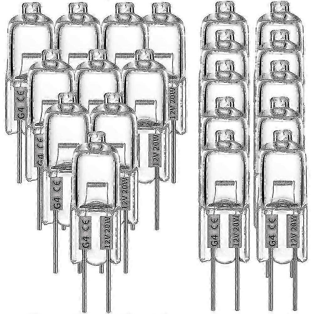 20 Pack of 12V G4 Halogen Light Bulbs with Clear Lens 20W 2 Pin Ideal for Cooker Lighting - signa-hyj