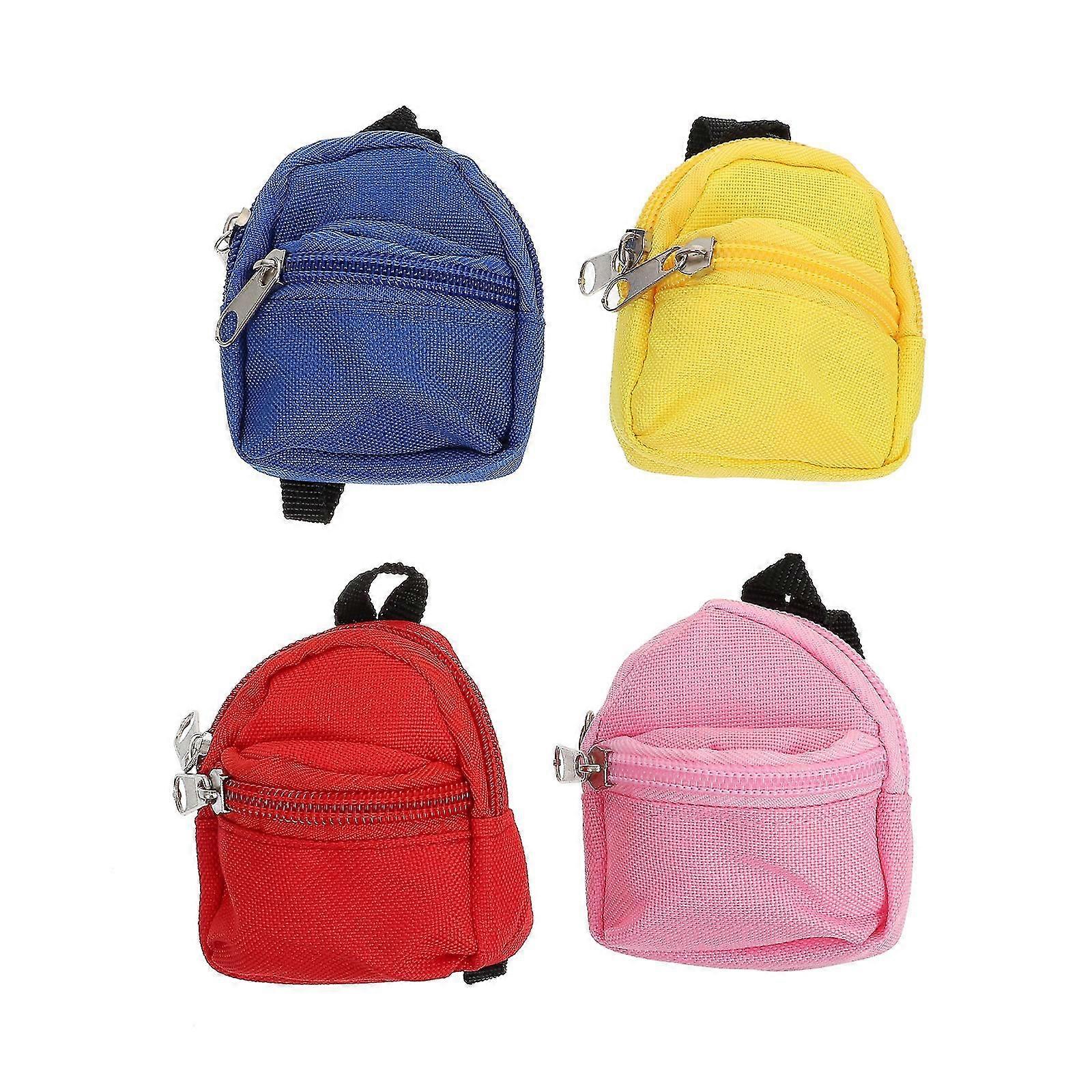 4 pcs Zip Strings Jouets pour poupée de mode Sacs à dos, Mini poupée cartable Accessoires