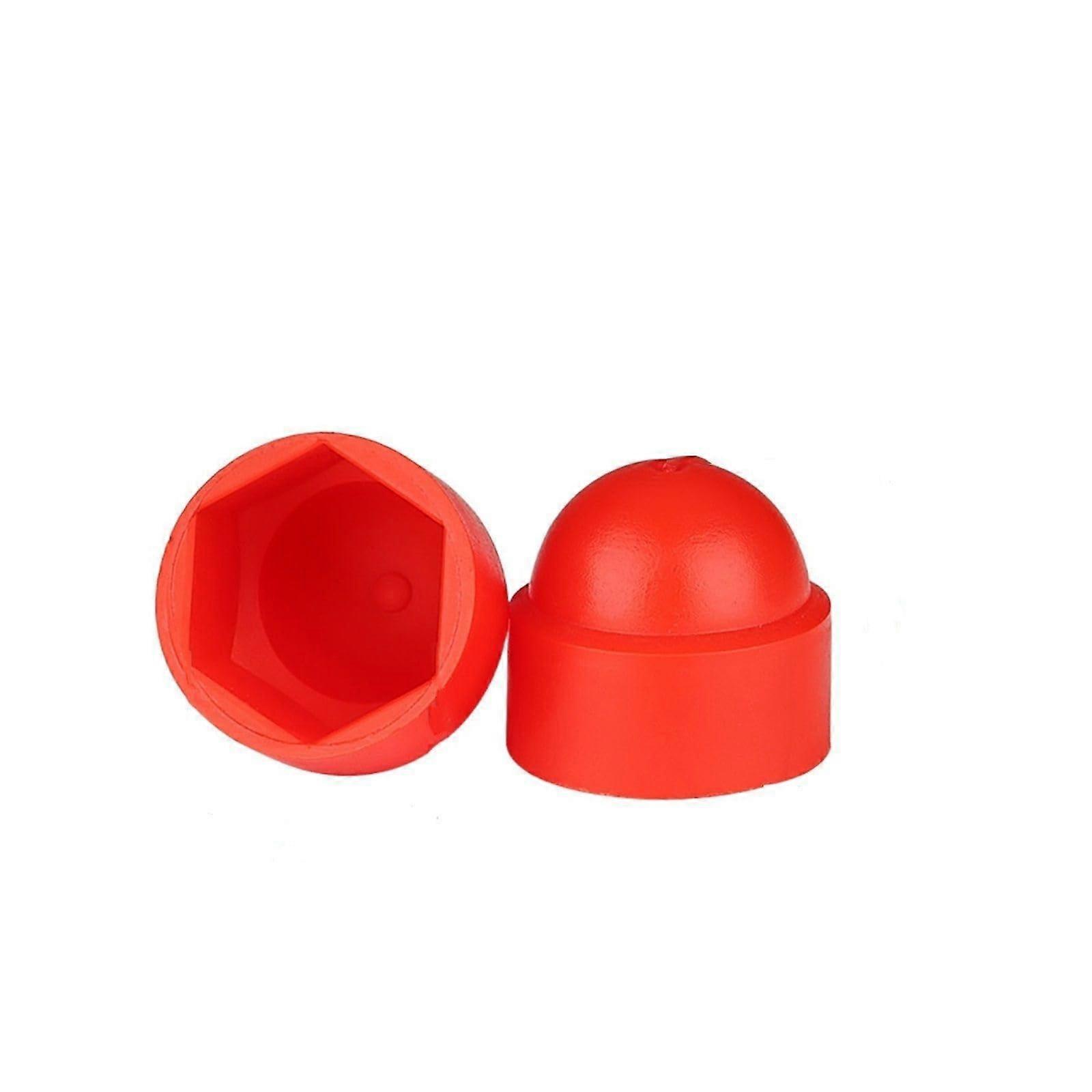Outer Hex Bolt Protection Cover Red - Decorative Hex Nut Dust Cap Insulation Cover 10pcs Size 26x32xM18