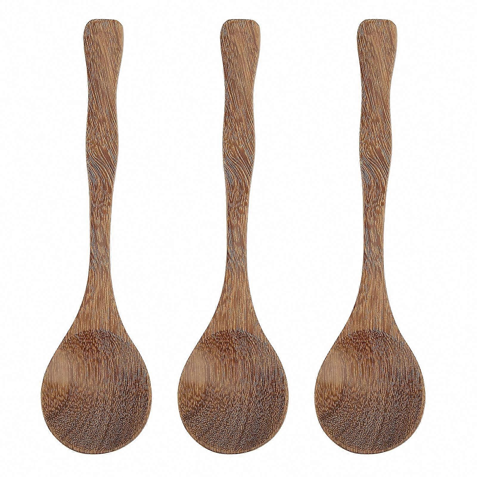 3Pcs Wooden Spoons for Cooking, Heat Resistant Lightweight Wooden Spoons for Daily Use and Log Style Decoration
