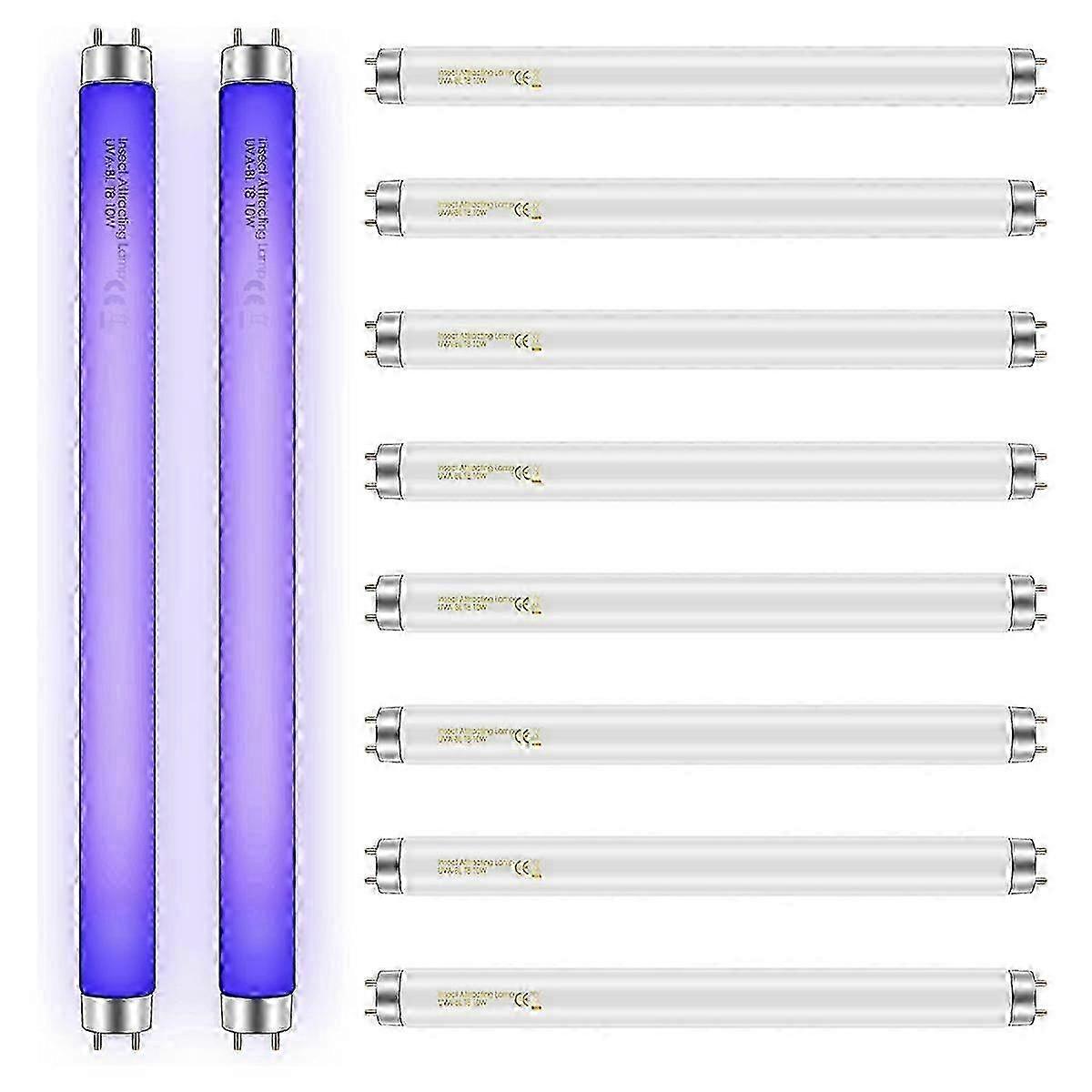 10 Pack Bug Zapper Replacement Light Bulbs 10W for 20W Indoor Bug Zapper, BL T8 F10W 13Inch Light Tu Edition 0927