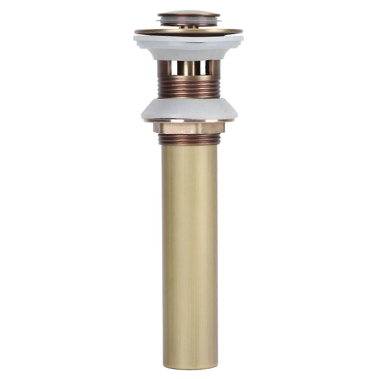 Brass Sink Drain Without Overflow, Kitchen Bathroom Drain Stopper Accessory with Hole