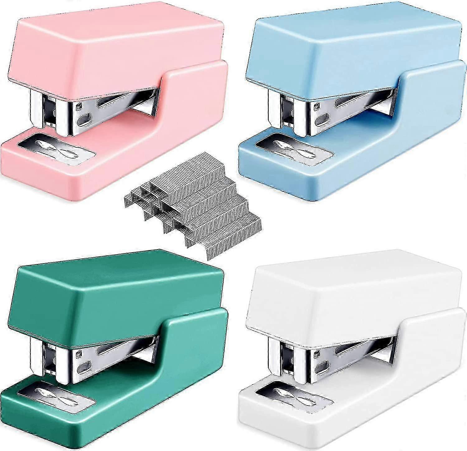 4 Pieces Small Staplers Mini Stapler With Staples Assorted Color Small Stapler With Staples Colorful Tiny Stapler Cute Portable Stapler Stationery Off