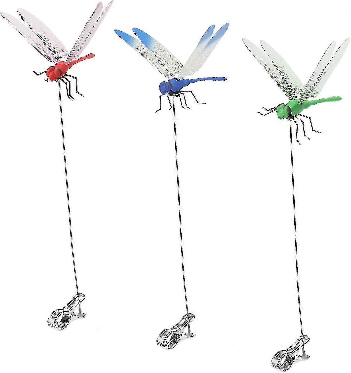 3 Pack Fake Dragonfly Clips Outdoor Garden Deer Horsefly Deterrent
