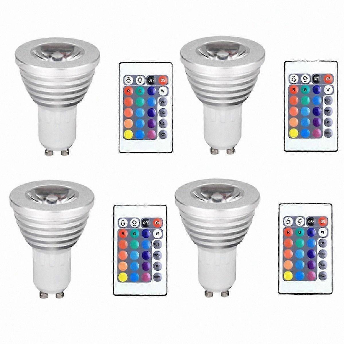 4-Pack GU10 LED Bulbs with Remote Control, Memory Function, 4 Dynamic Lighting Modes, 17 Color Options for Adjustable Spotlight Lighting