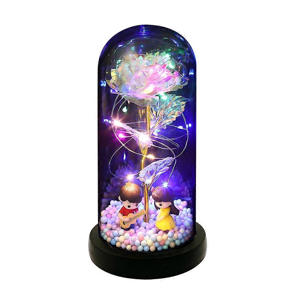 GPB Rose Flower Gifts for Women Light Up Rose in Acrylic Dome Gifts for Mom Colorful Eternal Flower Forever Rose Gifts for Her Anniversary / Christmas