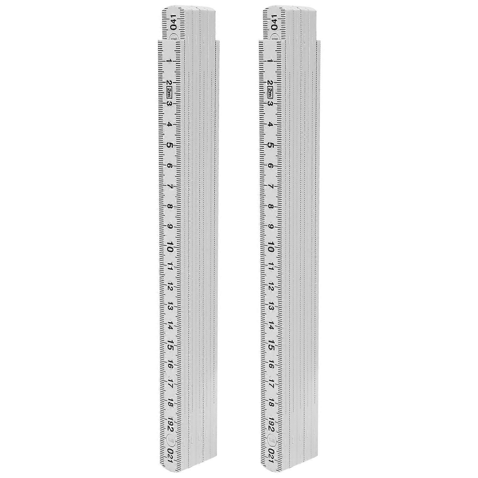 2Pcs 2m Folding Carpenters Ruler Lightweight Compact Measuring Stick Woodworking Tool