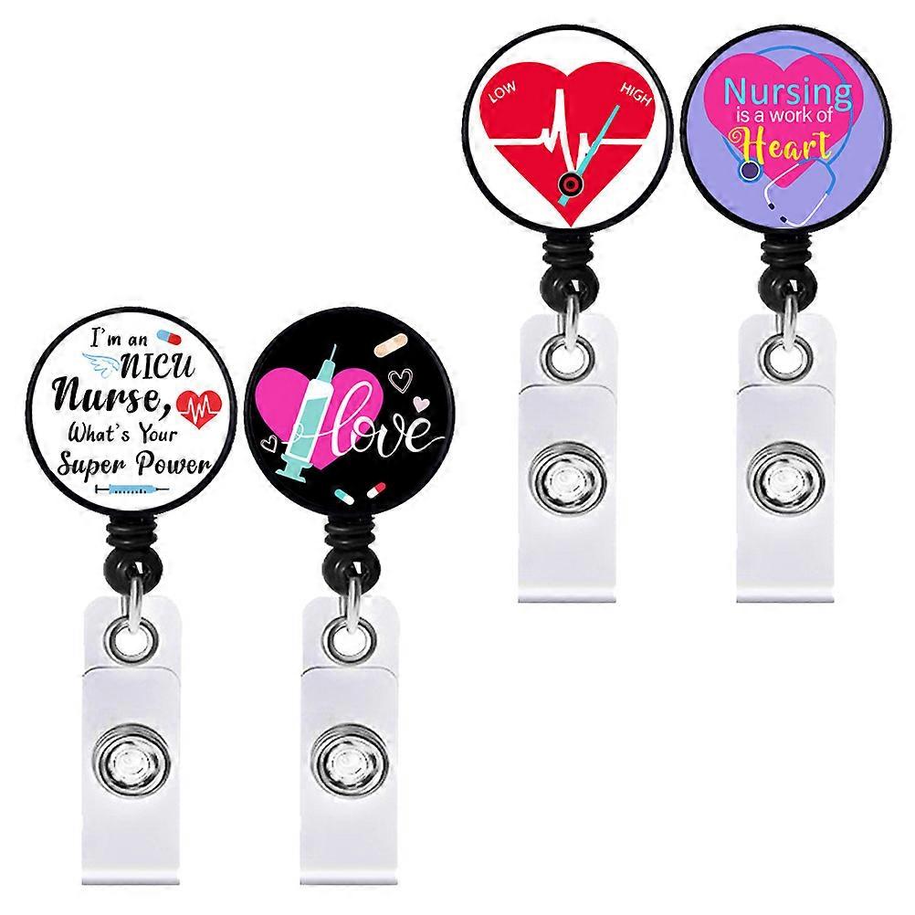 Nursing Badge Clip 4Pcs Retractable Badge Reel Holder Suitable For Office Staff Assorted Color Design