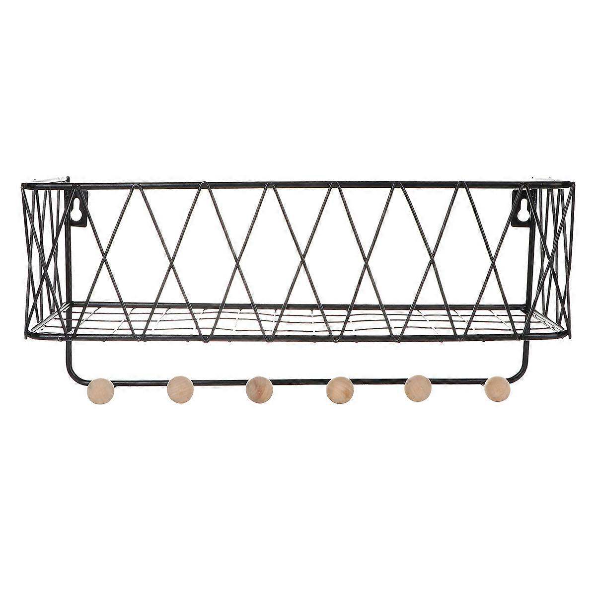 Hanging Storage Rack for Home Use Made of Iron in Black Color Simple and Design 1PC L Size
