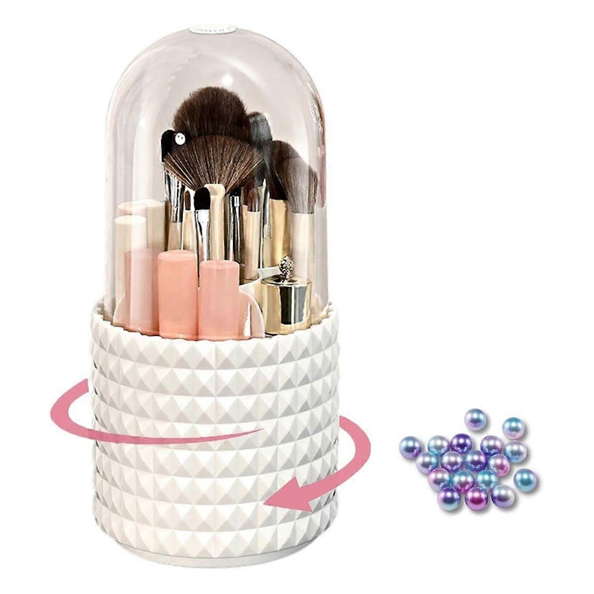 Makeup Brush Holder, Dustproof and Waterproof Makeup Storage - 360 Degree Rotatable Cosmetic Makeup