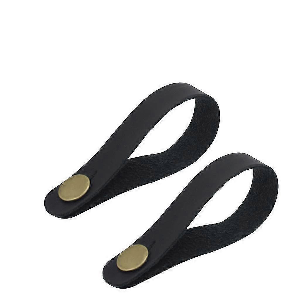 2pcs Guitar Strap Synthetic Leather Headstock Adapter(Black)