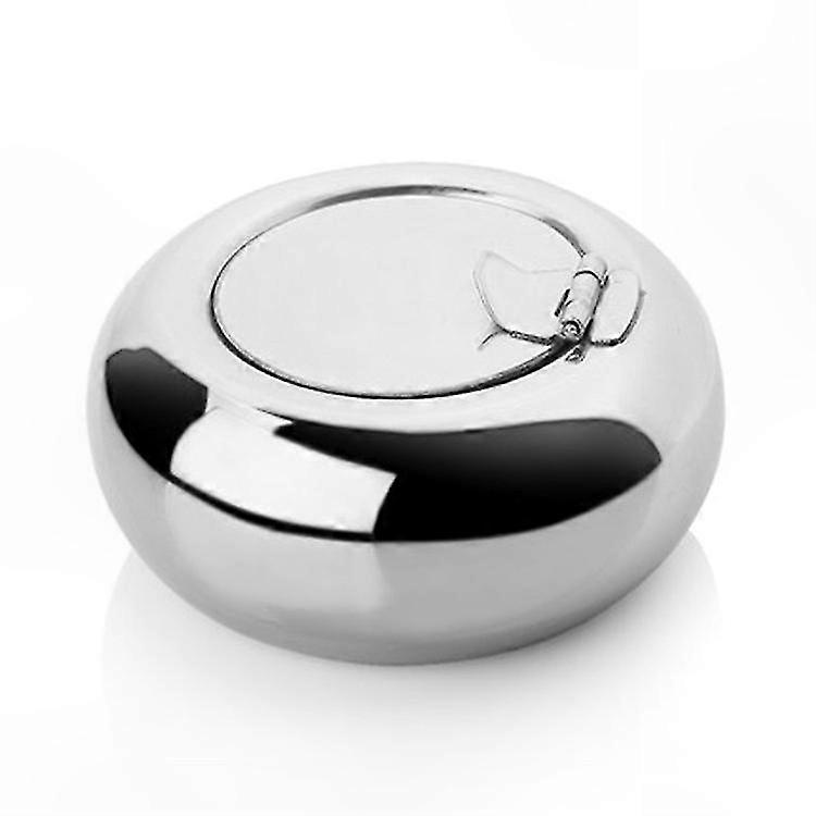 Modern Stainless Steel Ashtray with Lid, Silver, 1pc