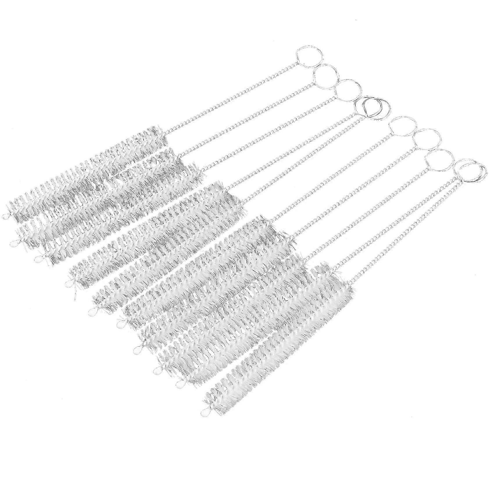 10 Pcs 10mm Dia Chemistry Test Tube Bottle Nylon Washing Brush Tool White