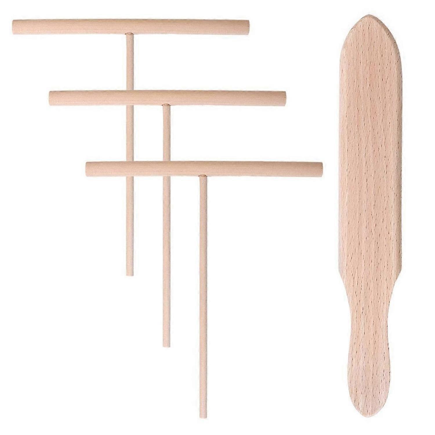Spatula Set Wooden Sticks for Spreading Pancake Batter, Set of 4