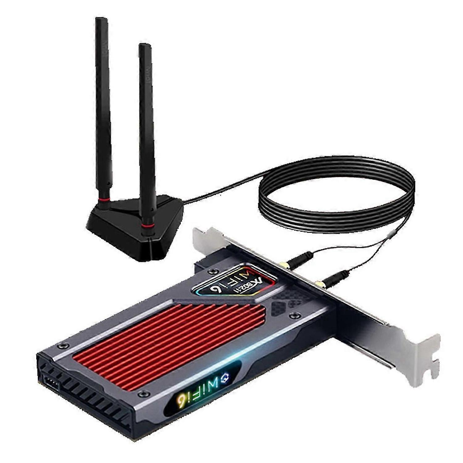 WiFi 6E AX210 PCI-E Network Card, BT5.3 5374Mbps Tri-Band 2.4G/5G/6GHz for Desktop PC