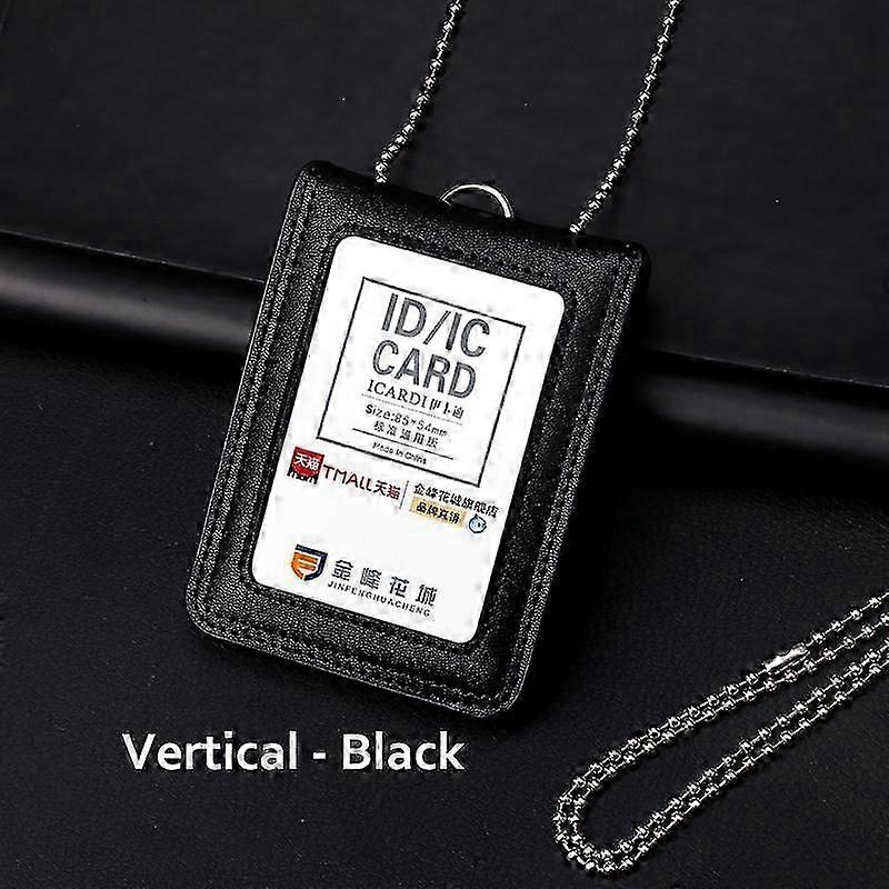 Leather ID Card Holder for Neck Badge, Name Tag Case for Business and Work Use