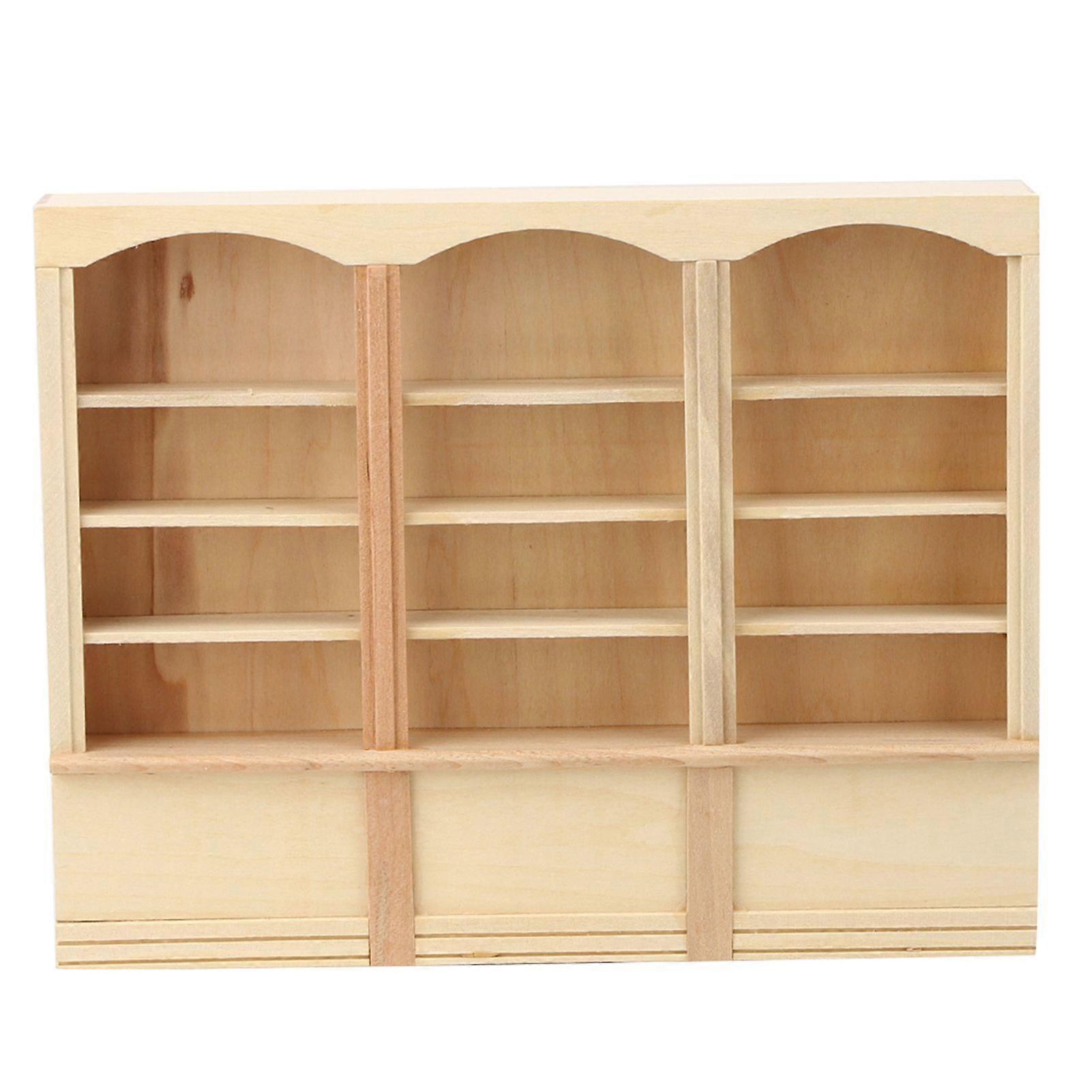 1:12 Dollhouse Miniature Simulated Bookcase Cabinet Mini Furniture Model Toy AccessoryWood Color Bookcase