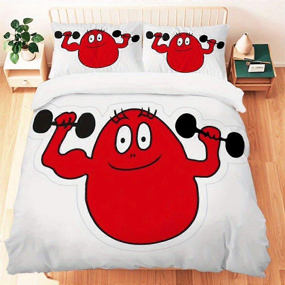 TE1223 JIT 3pcs Barbapapa Three-piece bedding set (1*quilt cover + 2*pillowcases, no core), printed pattern bedding set, pillowcases, sof