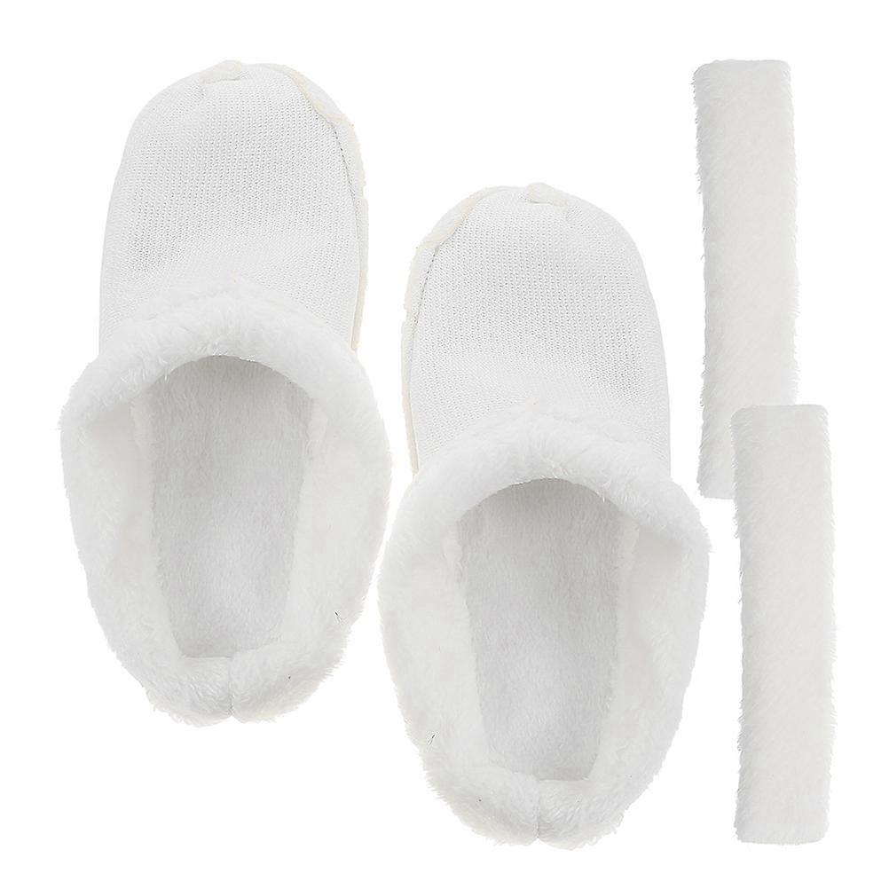 White Plush Shoe Liners Winter Cotton Inserts for Shoes Removable 4Sets