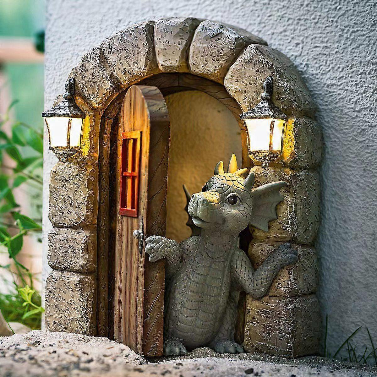 New dinosaur climbing window garden ornaments resin crafts reading door ornaments dwarf statue decoration