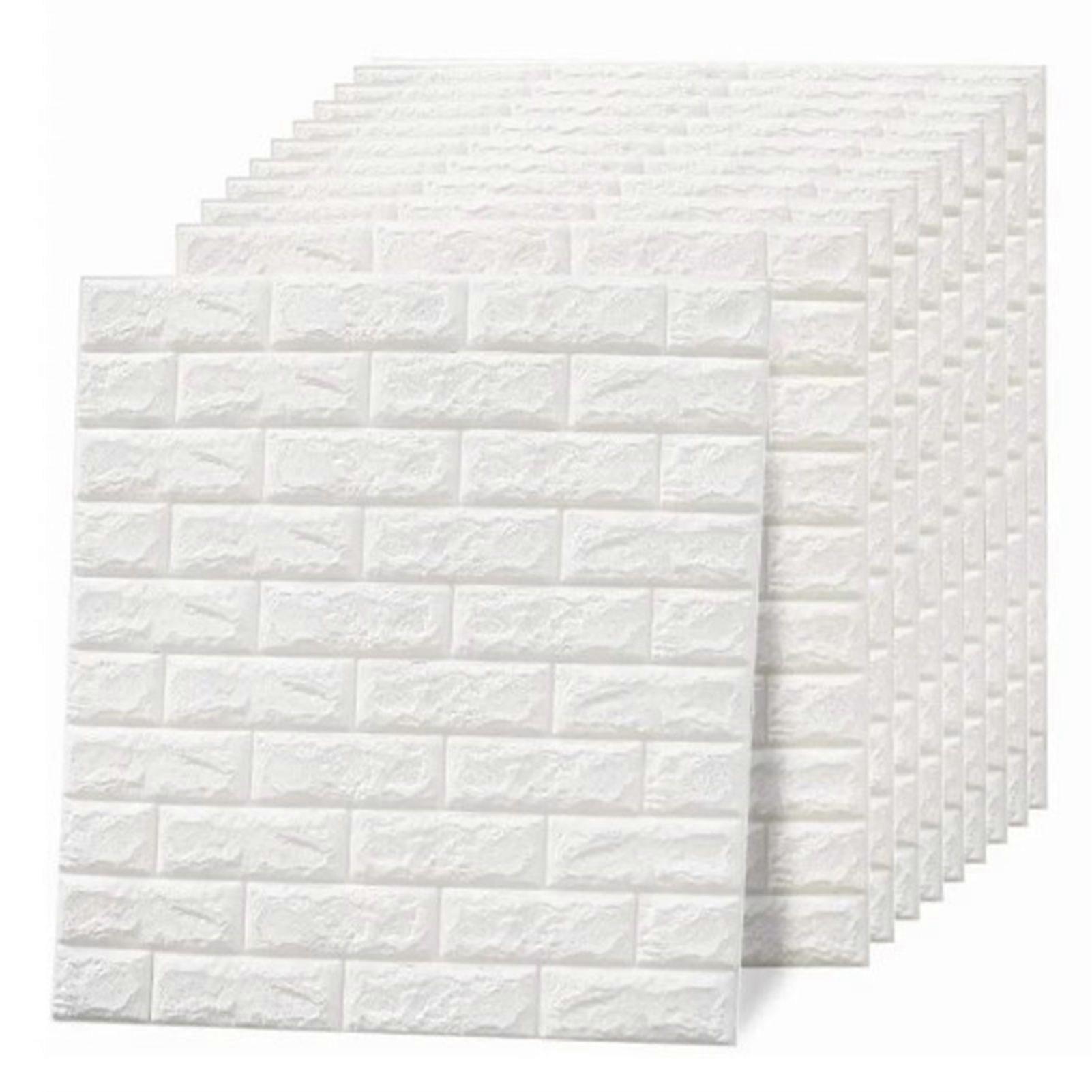 3D-tapet självhäftande vattentät klippbar luktfri tegelväggpanel för vardagsrum sovrum vit 10 st