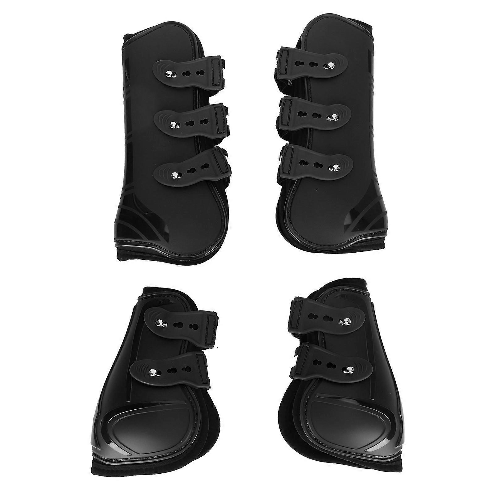 1 ensemble de protège-jambes en PU pour cheval, jambières épaisses avec doublure douce, noir, XL