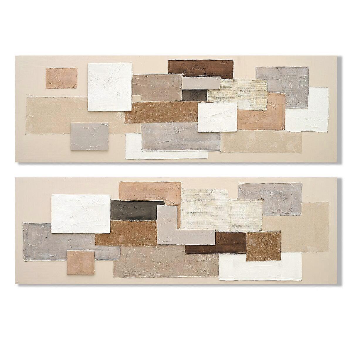 Leinwand Home ESPRIT Weiß Beige abstrakt Urban 150 x 3 x 50 cm (2 Stück)