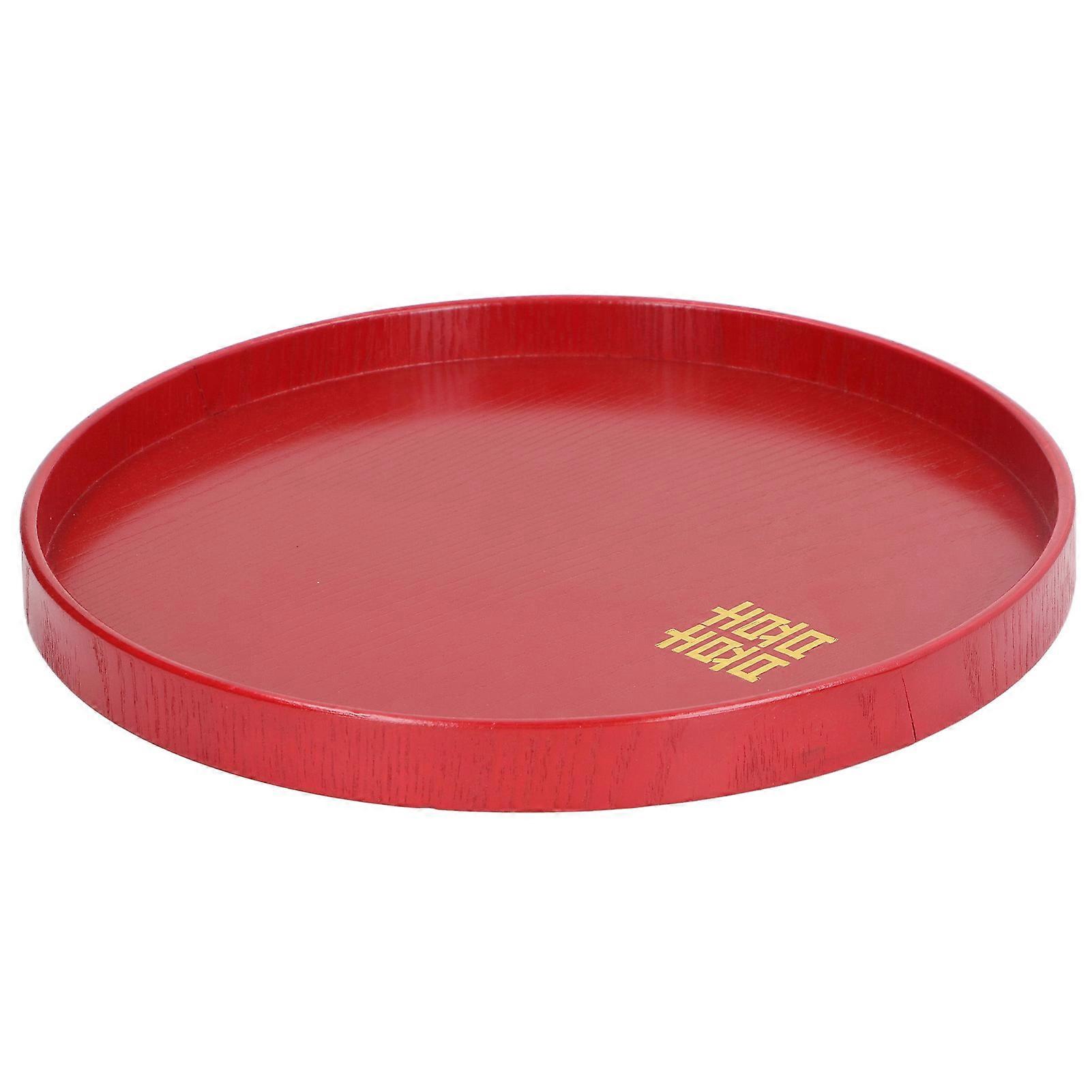 Red Solid Wood Serving Tray Round & Square, Multiple Sizes
