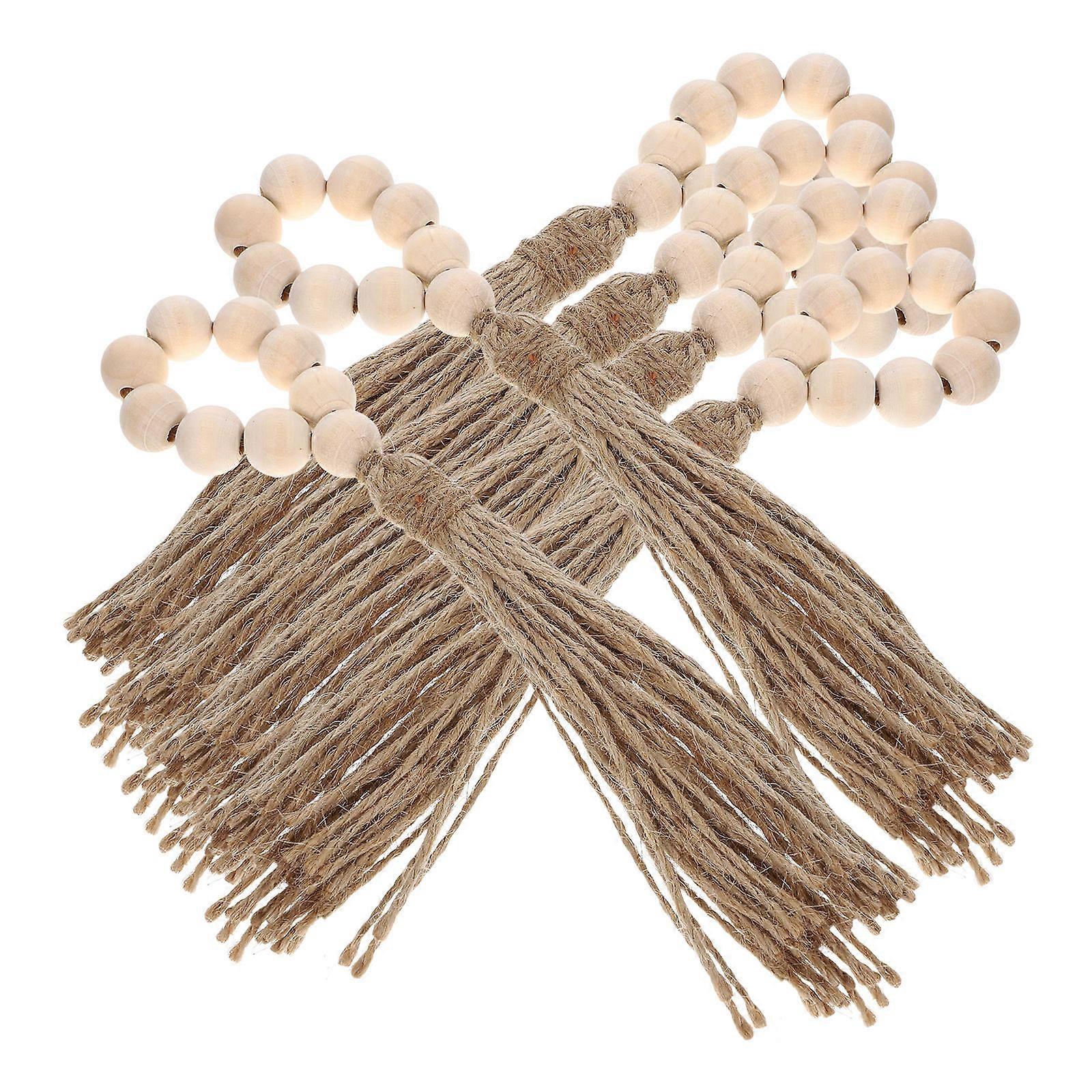 Wooden Napkin Rings for Party Use 24Pcs Beige Beaded Napkin Holders