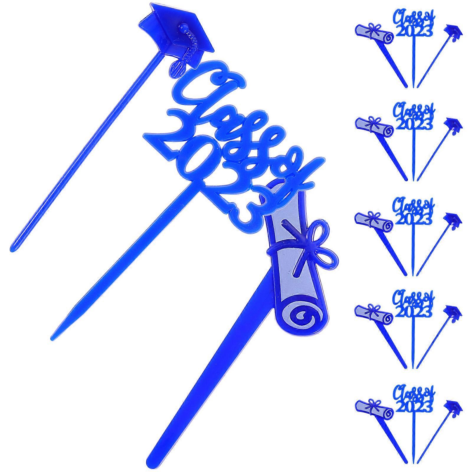 Graduation Cupcake Topper Blue for Decoration 30Pcs Class of 2023 Party Picks