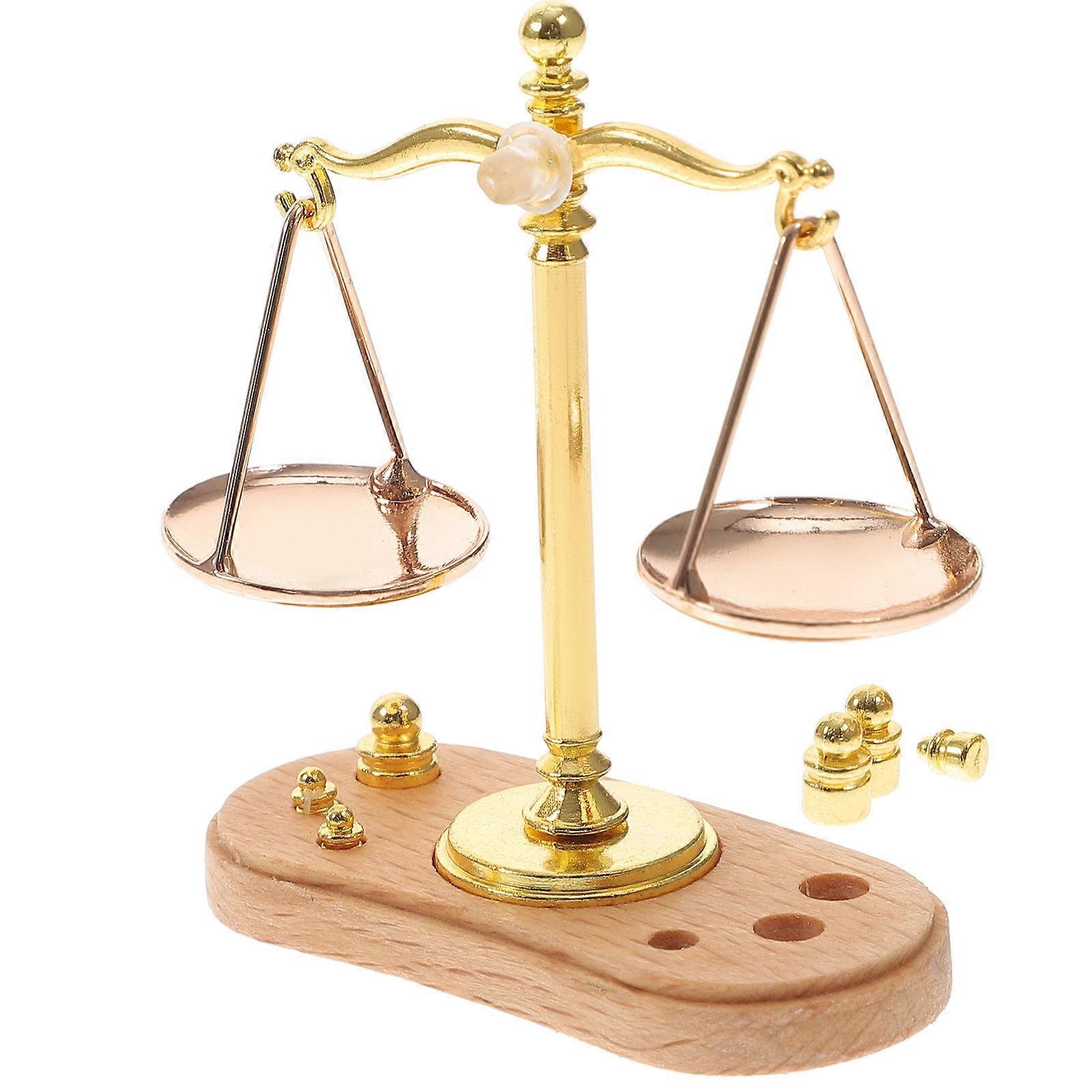 Miniature Vintage Balance Scale for Decor 1Set Golden Zinc Alloy Model