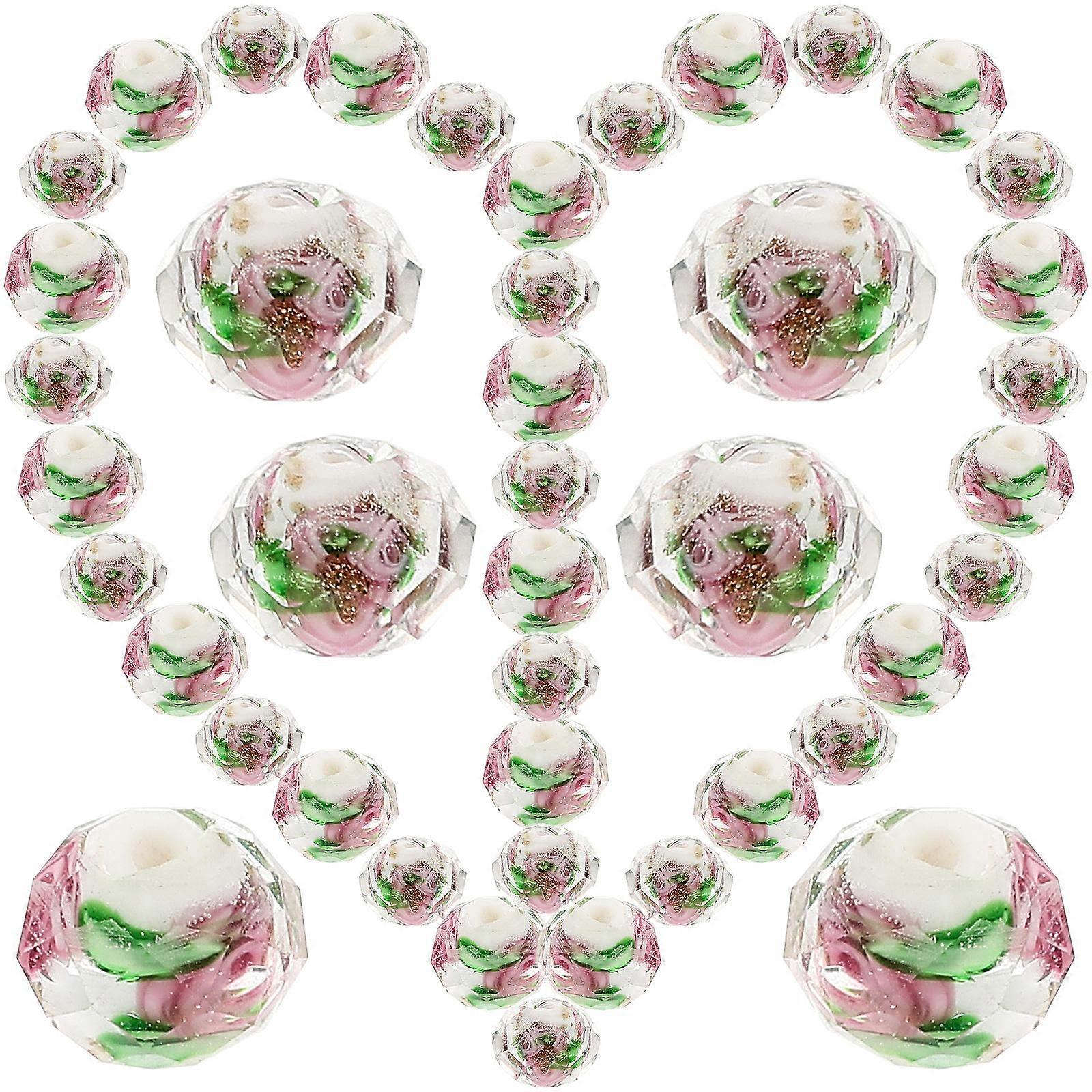 Azure Pattern Beads for DIY 80Pcs Pink Loose Beads for Jewelry