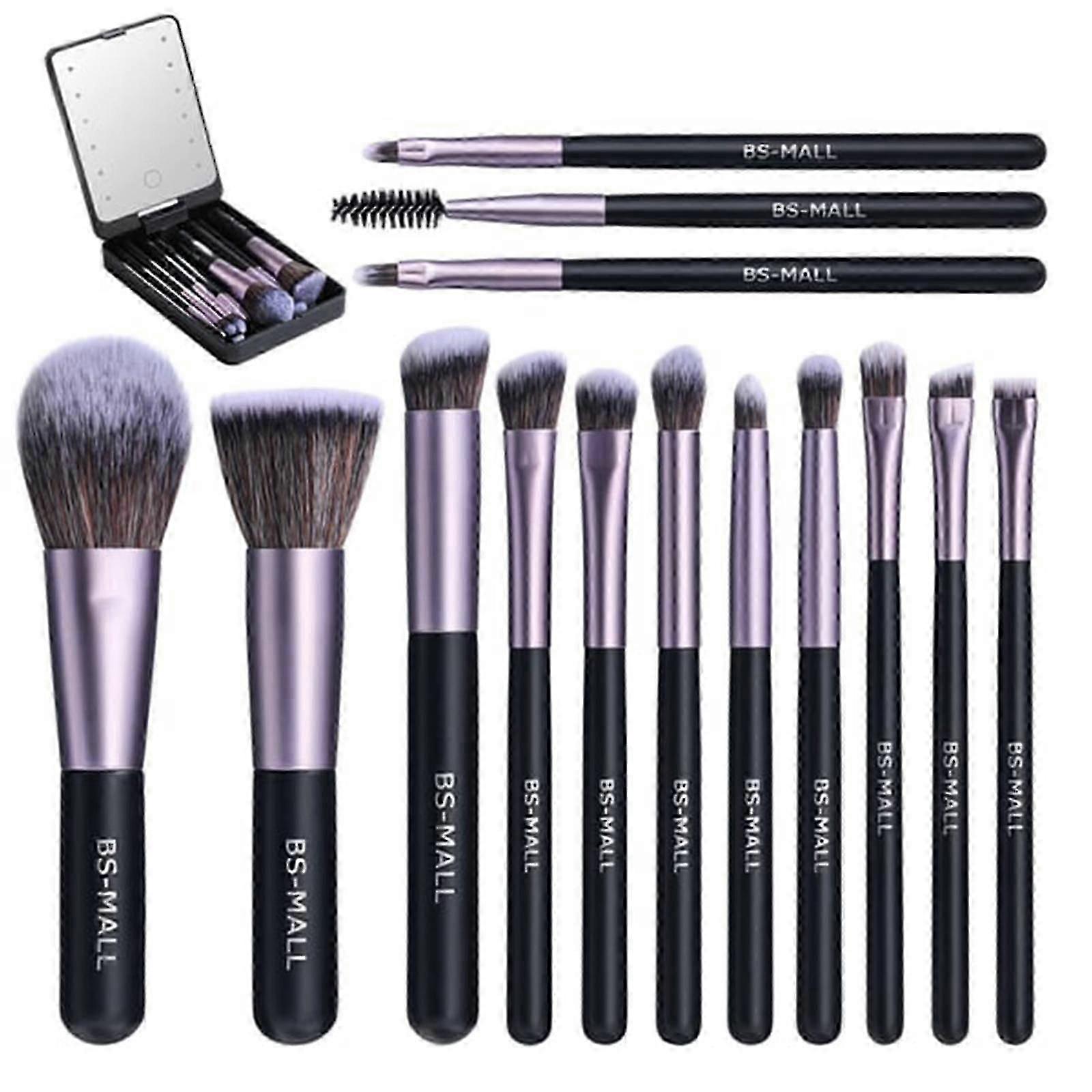 Portable LED Illuminated Makeup Brush Set for On-the-Go Beauty and Travel Convenience